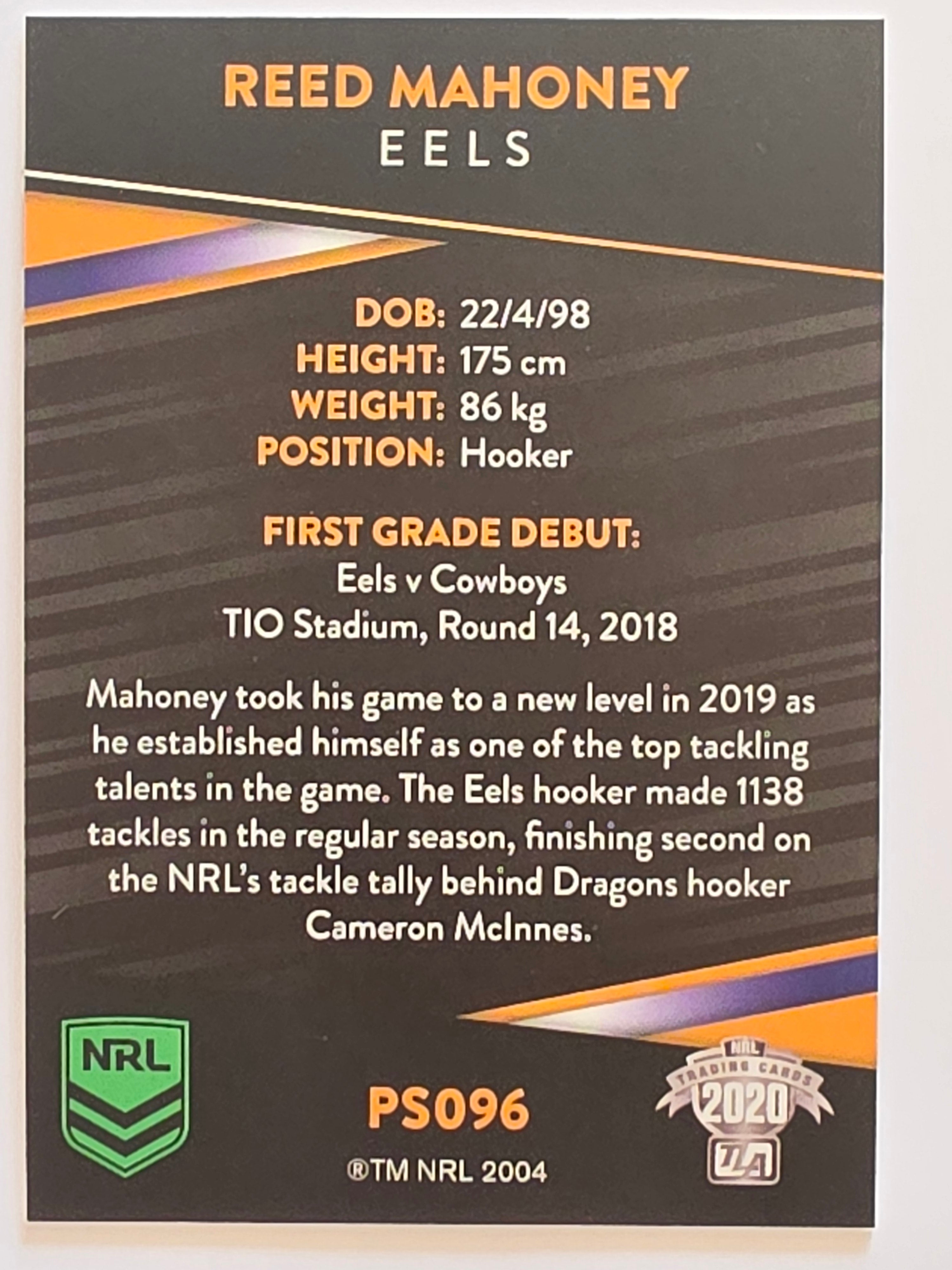 NRL 2020 Traders Platinum Parallel #PS096 Reed Mahoney Parramatta Eels