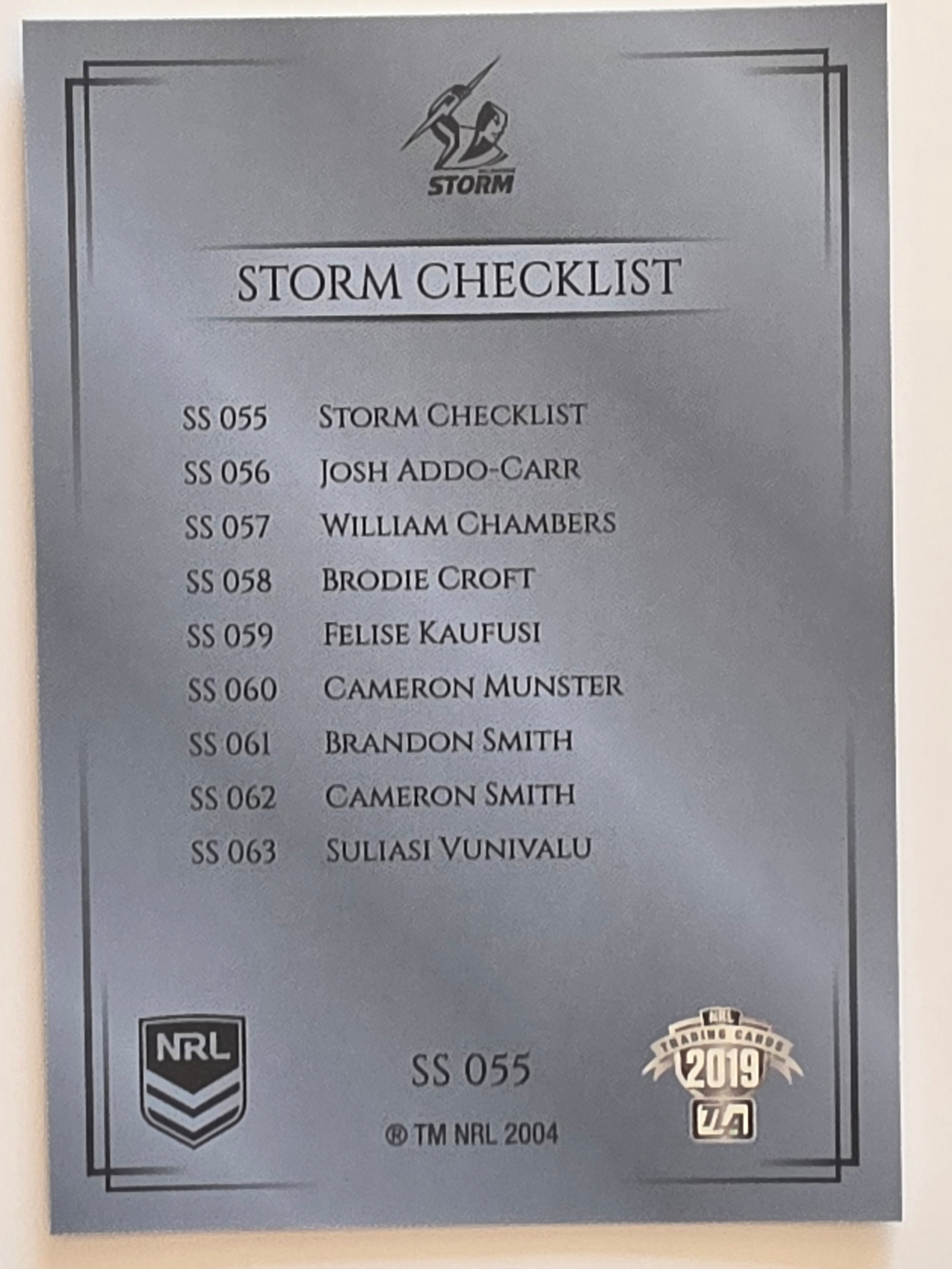 NRL 2019 Elite Silver Parallel #55 Checklist Melbourne Storm