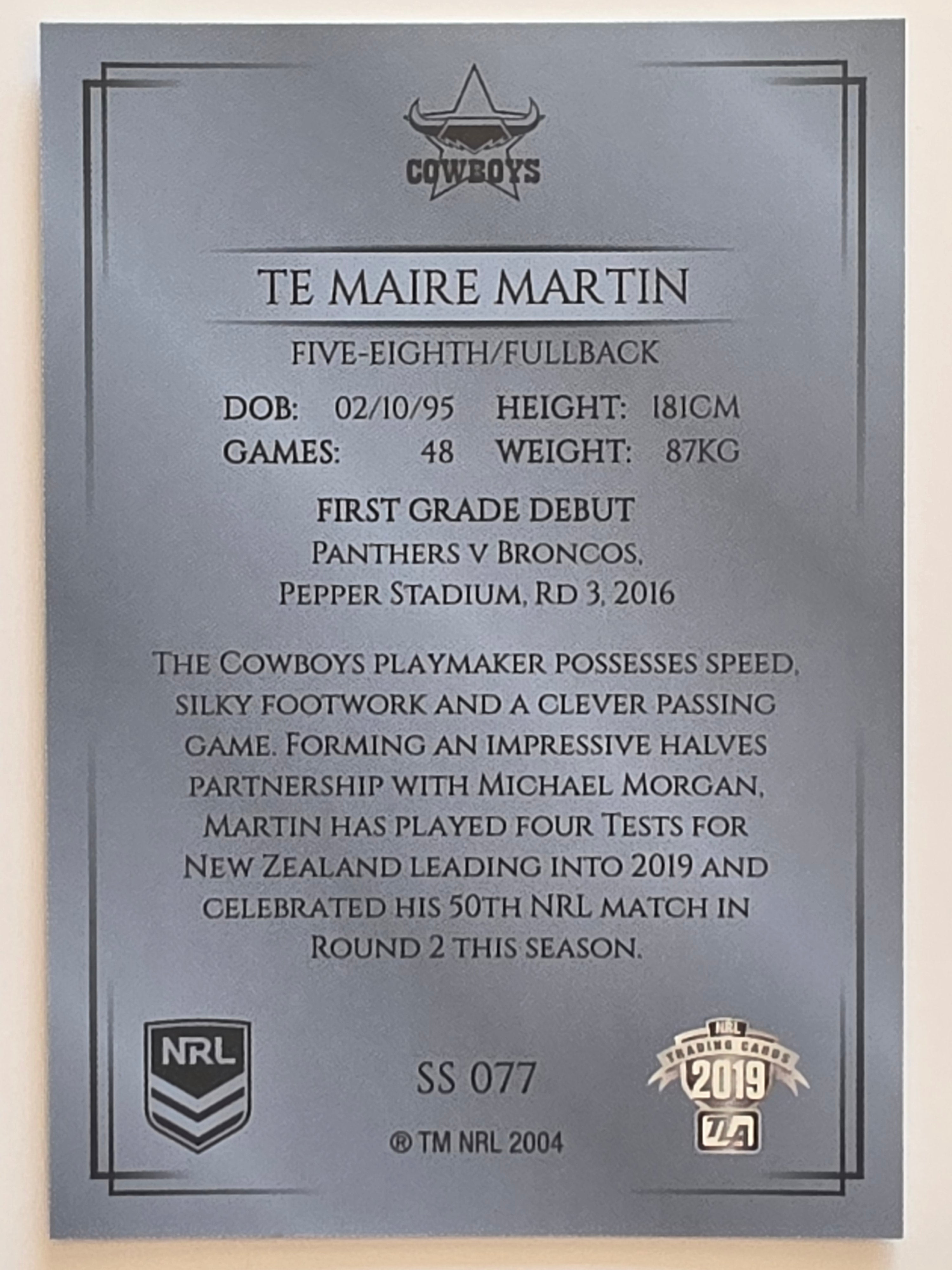 NRL 2019 Elite Silver Parallel #77 Te Maire Martin North Queensland Cowboys