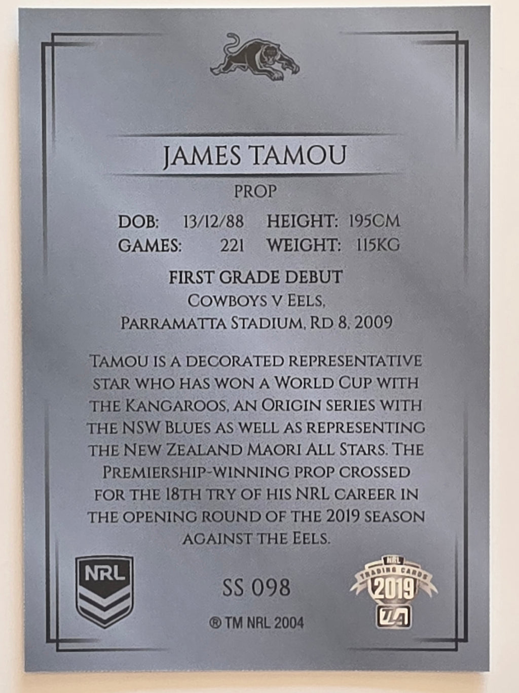 NRL 2019 Elite Silver Parallel #98 James Tamou Penrith Panthers