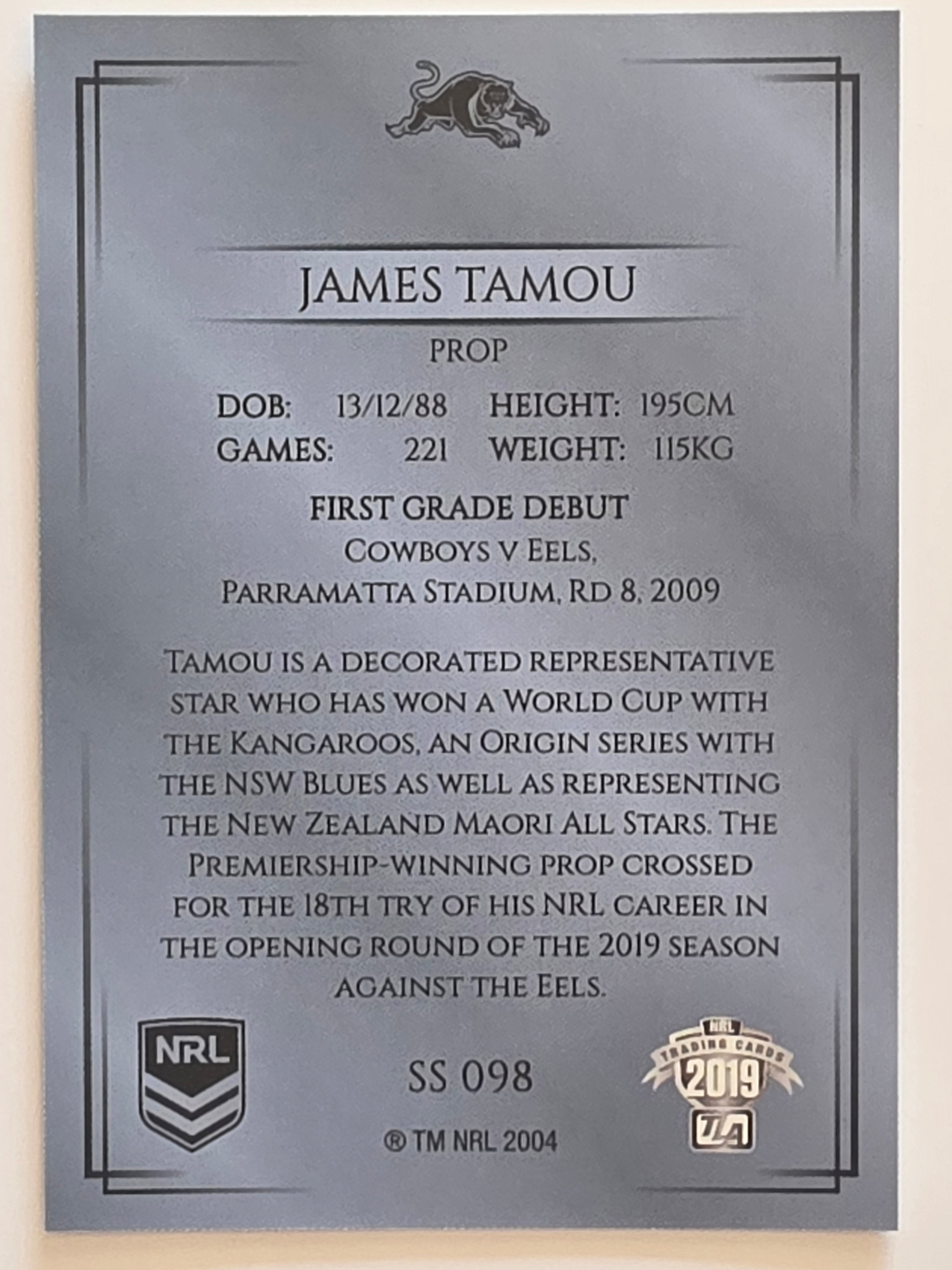 NRL 2019 Elite Silver Parallel #98 James Tamou Penrith Panthers