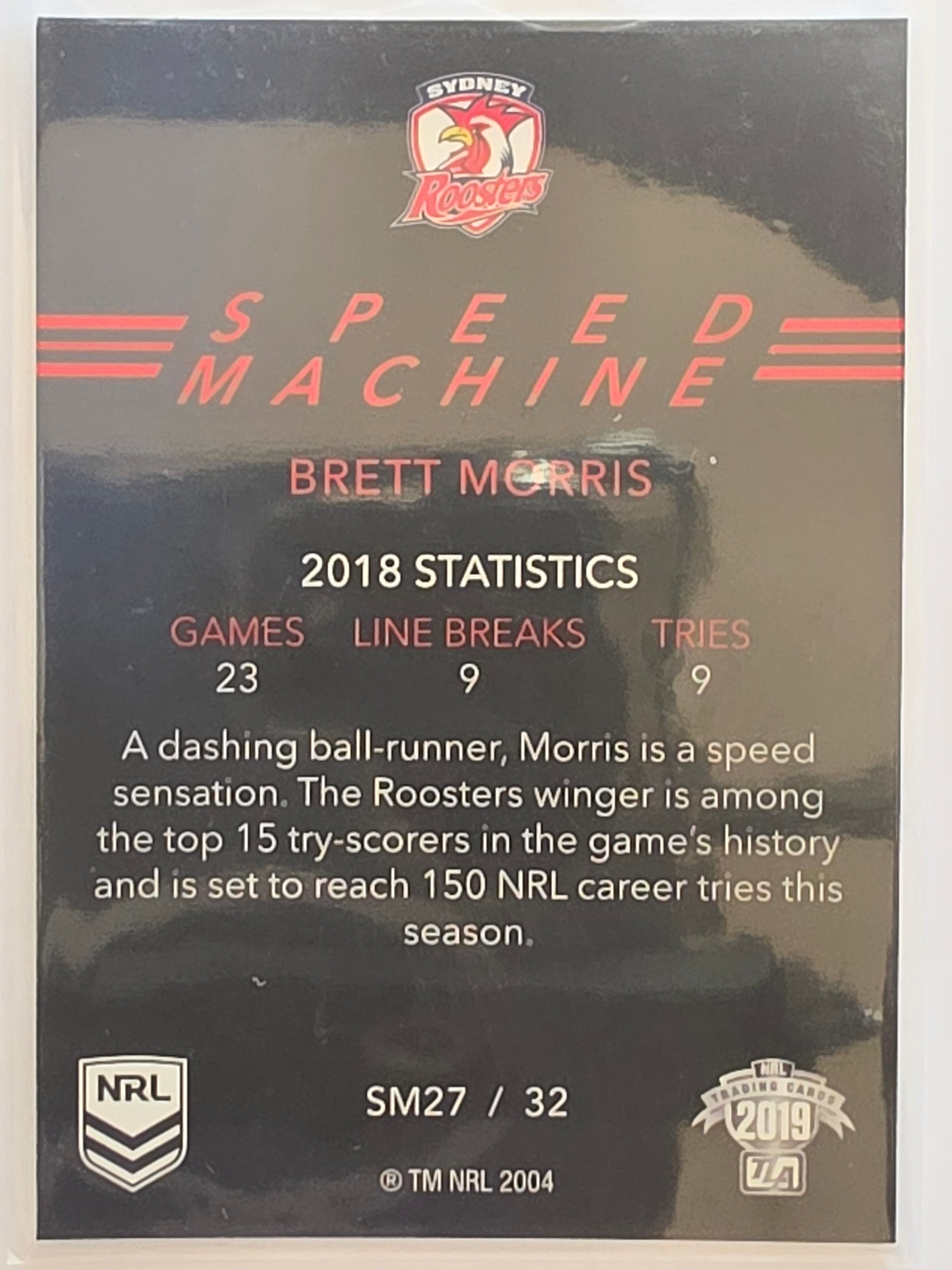 NRL 2019 Elite Speed Machine #SM27 Brett Morris Sydney Roosters