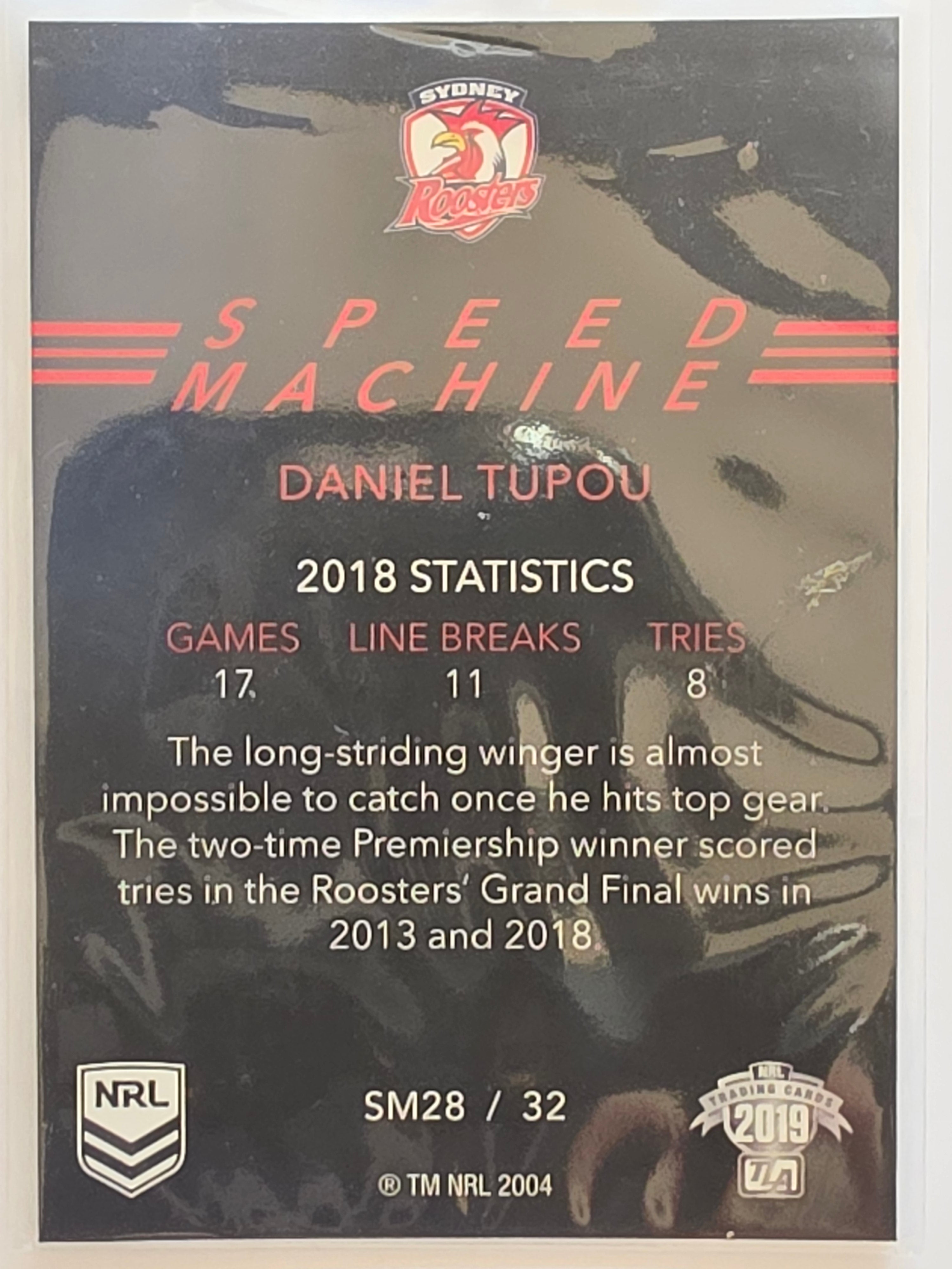 NRL 2019 Elite Speed Machine #SM28 Daniel Tupou Sydney Roosters