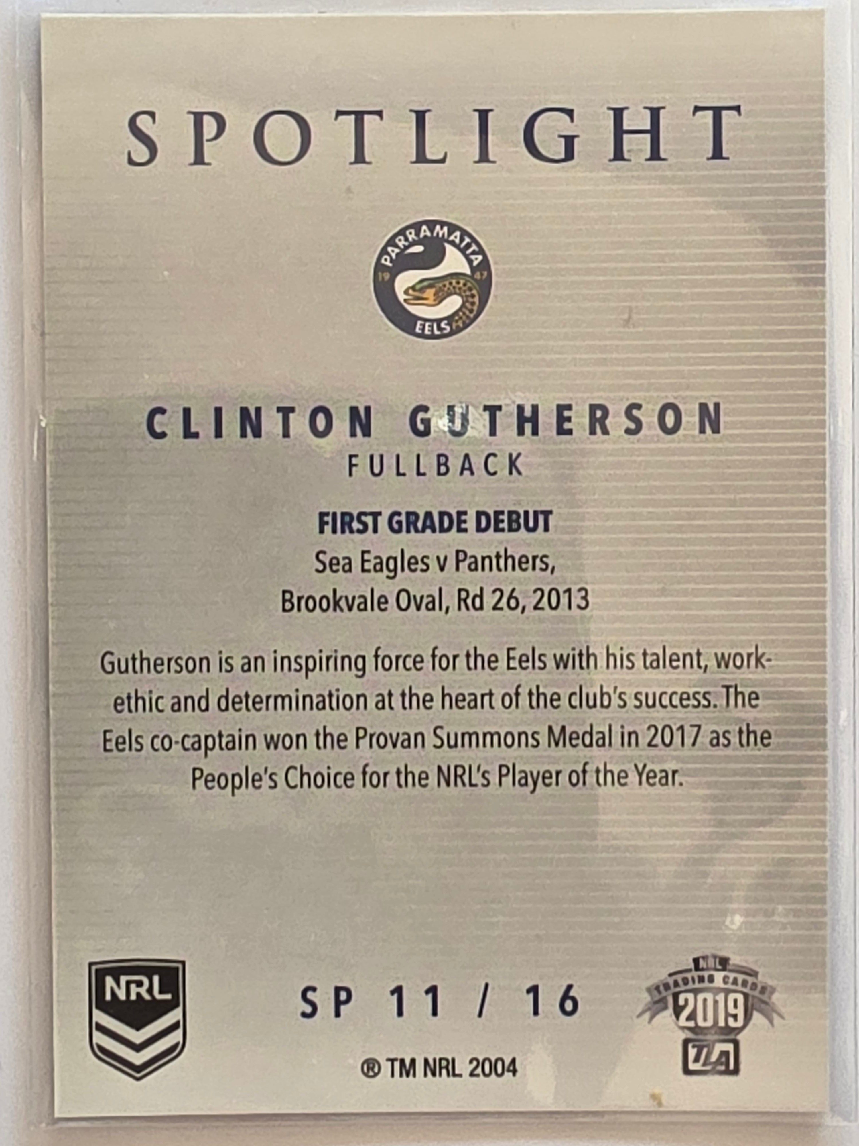NRL 2019 Elite Spotlight #SP11 Clinton Gutherson Parramatta Eels