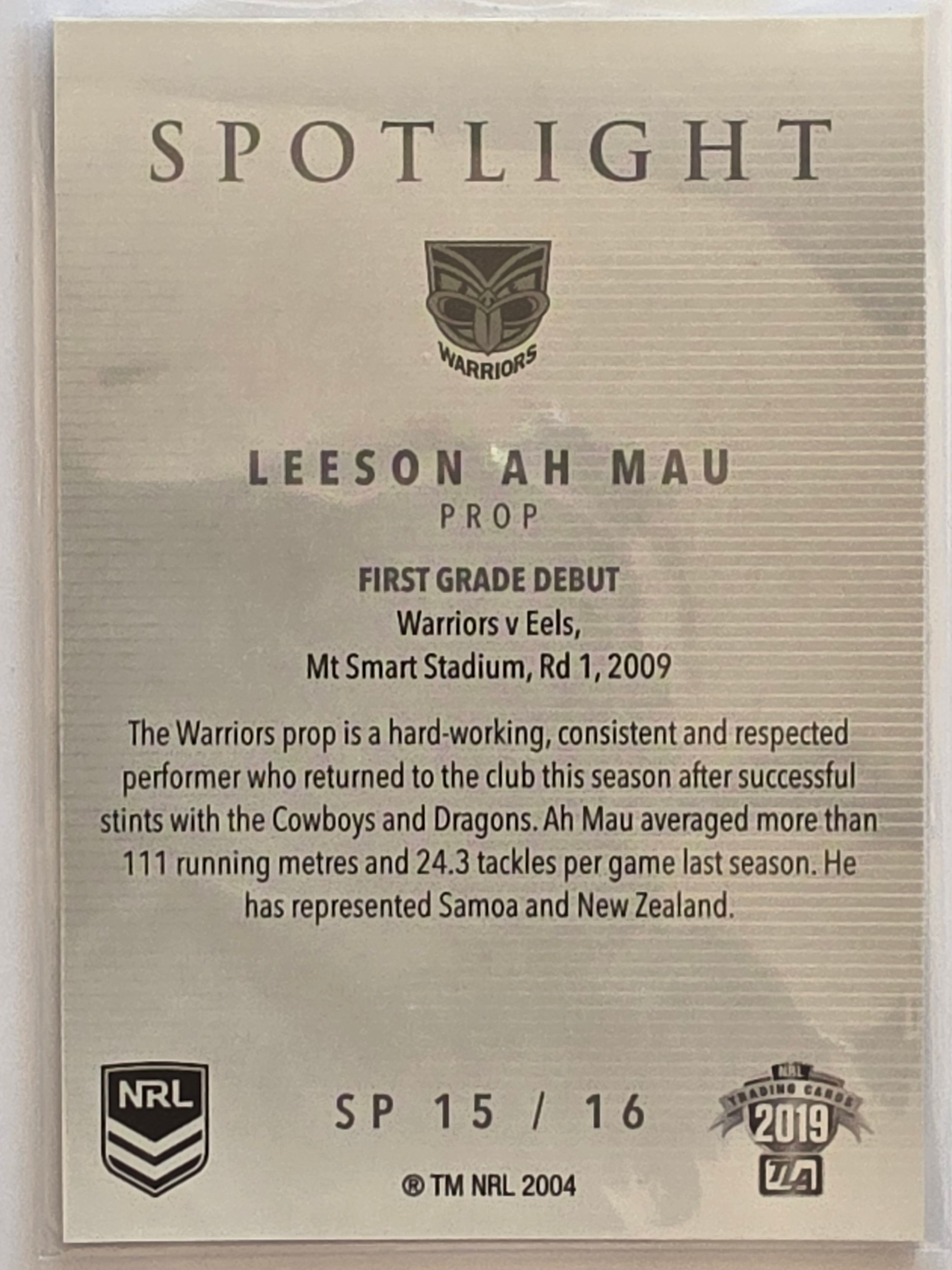 NRL 2019 Elite Spotlight #SP15 Leeson Ah Mau New Zealand Warriors