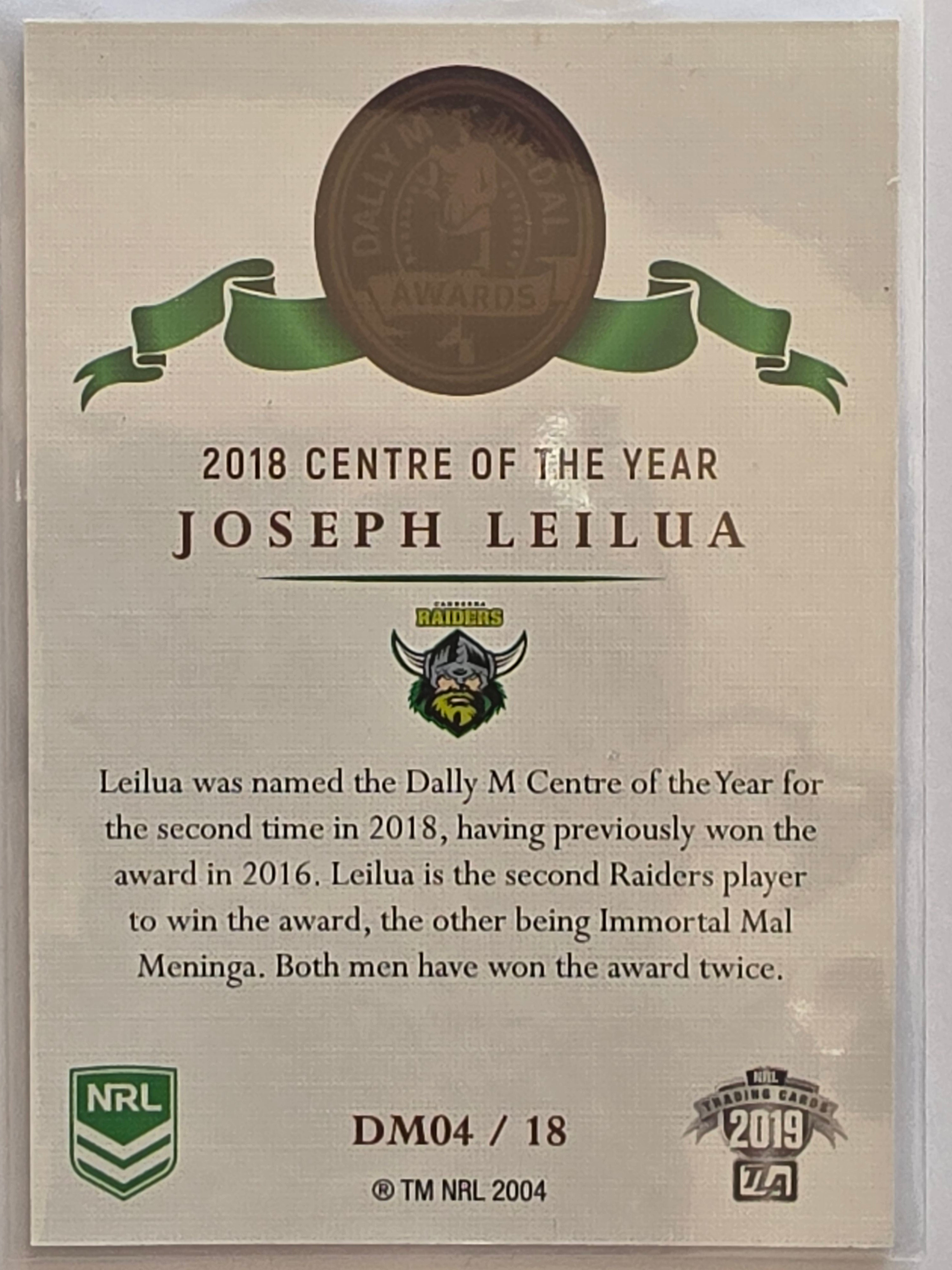 NRL 2019 Elite Dally M Awards #DM04 Joseph Leilua Canberra Raiders
