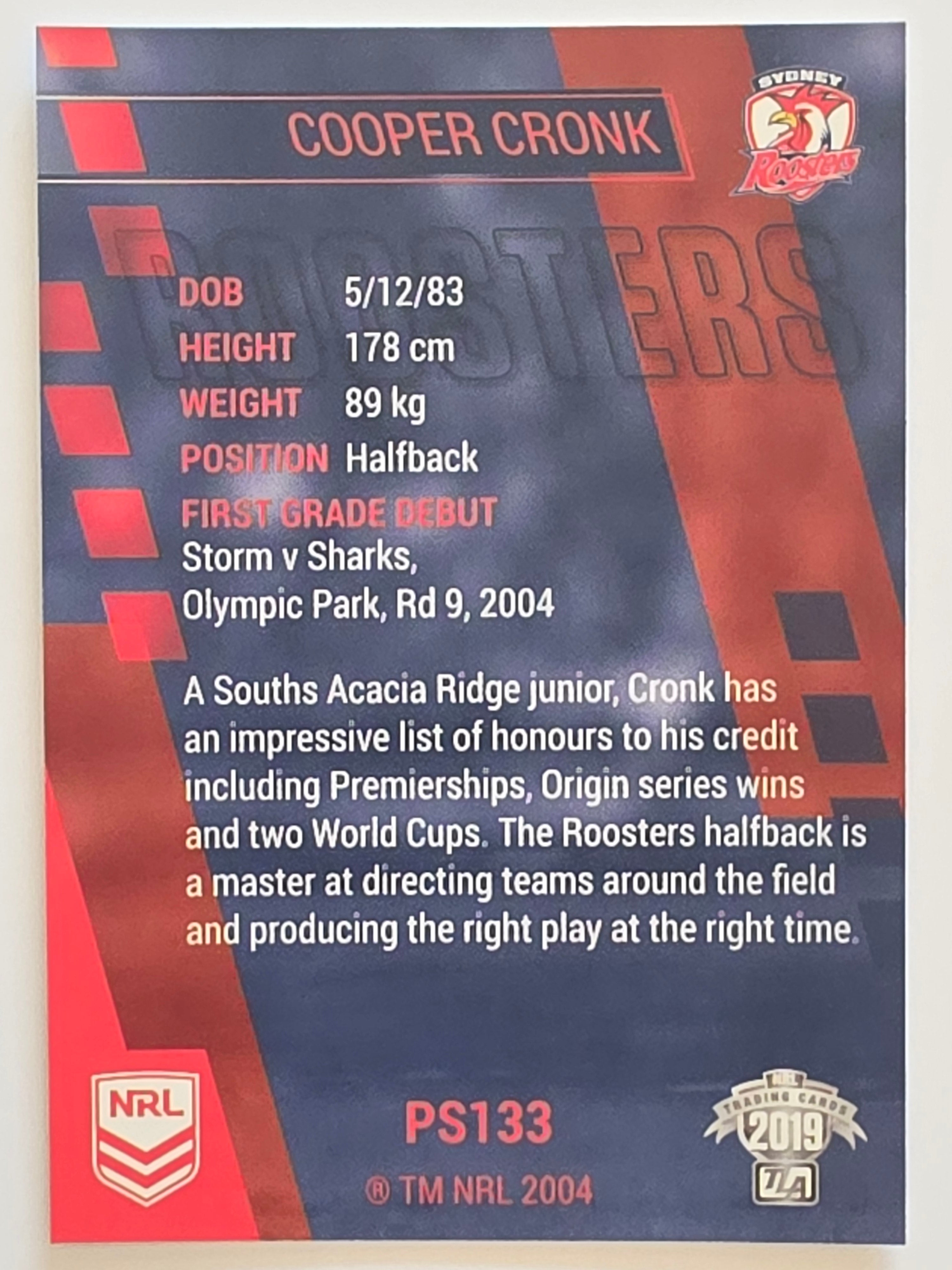 NRL 2019 Traders Silver Parallel #PS133 Cooper Cronk Sydney Roosters
