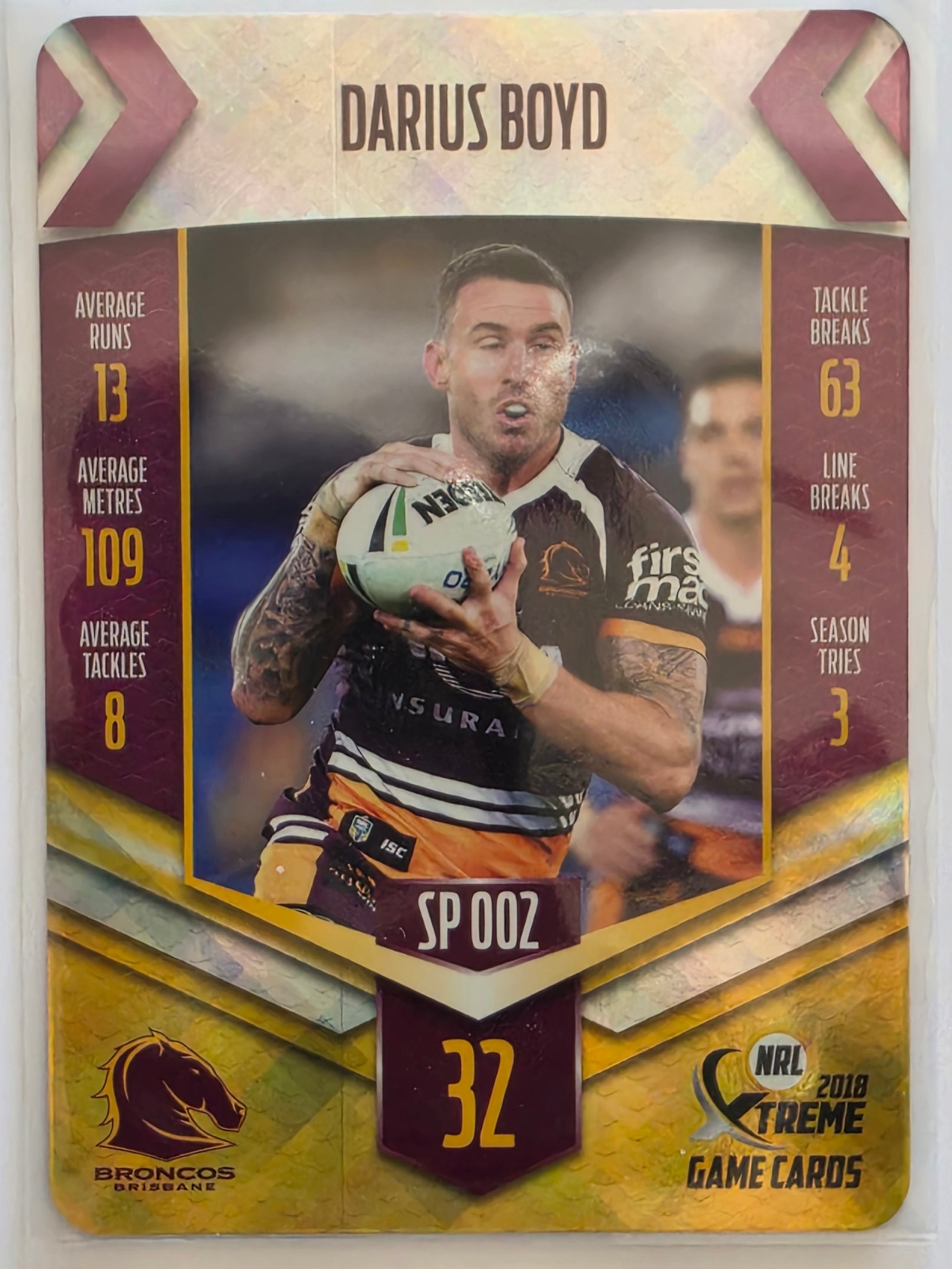 NRL 2018 Xtreme Silver Parallel #SP002 Darius Boyd Brisbane Broncos