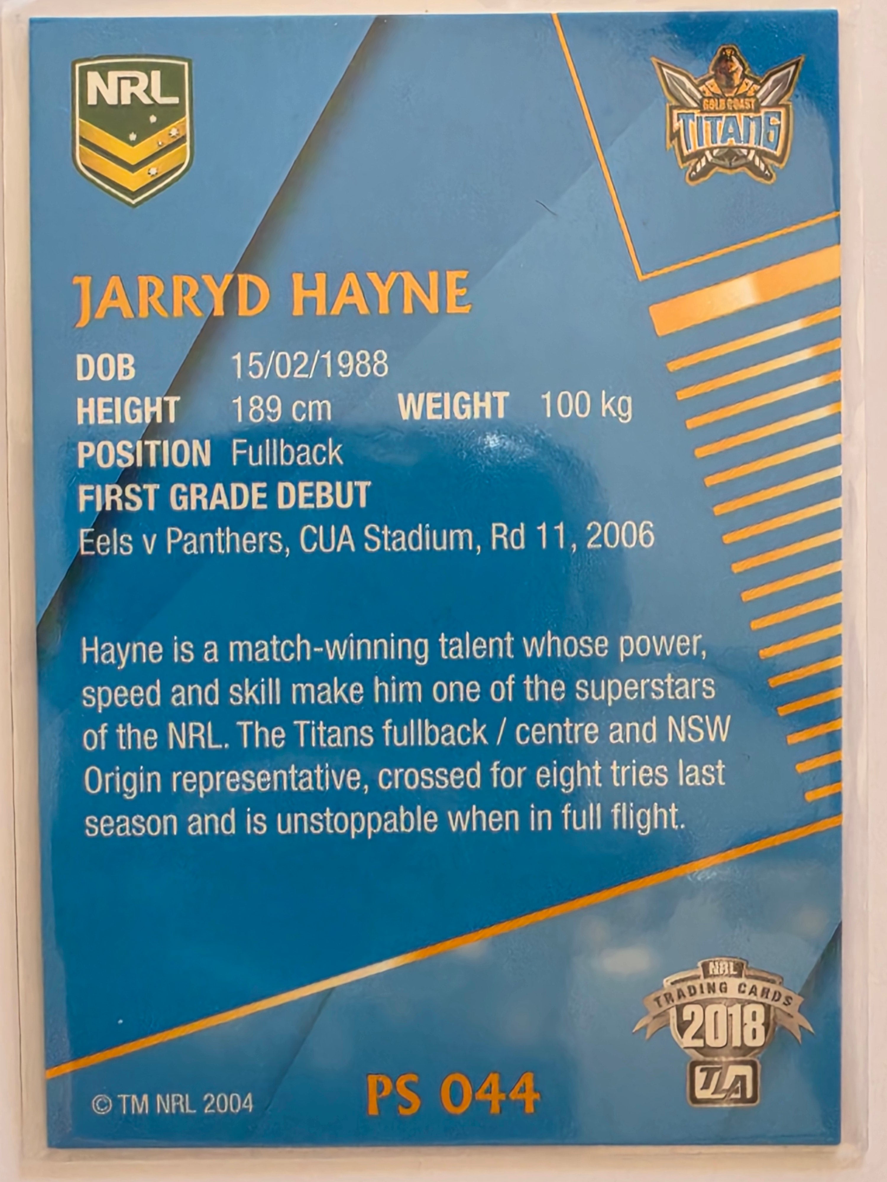 NRL 2018 Traders Pearl Special #PS044 Jarryd Hayne Gold Coast Titans