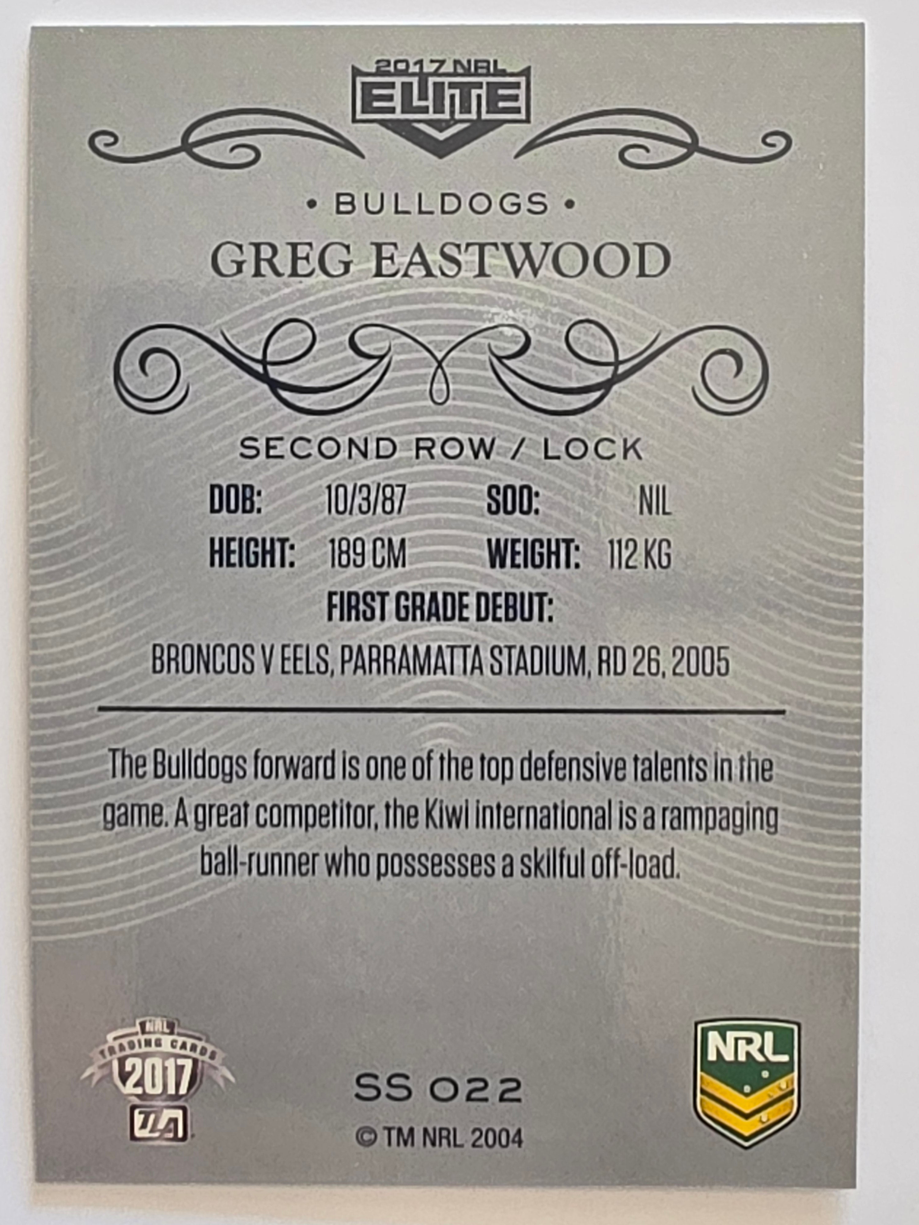 NRL 2017 Elite | Silver Special #SS022 Greg Eastwood Canterbury Bankstown Bulldogs