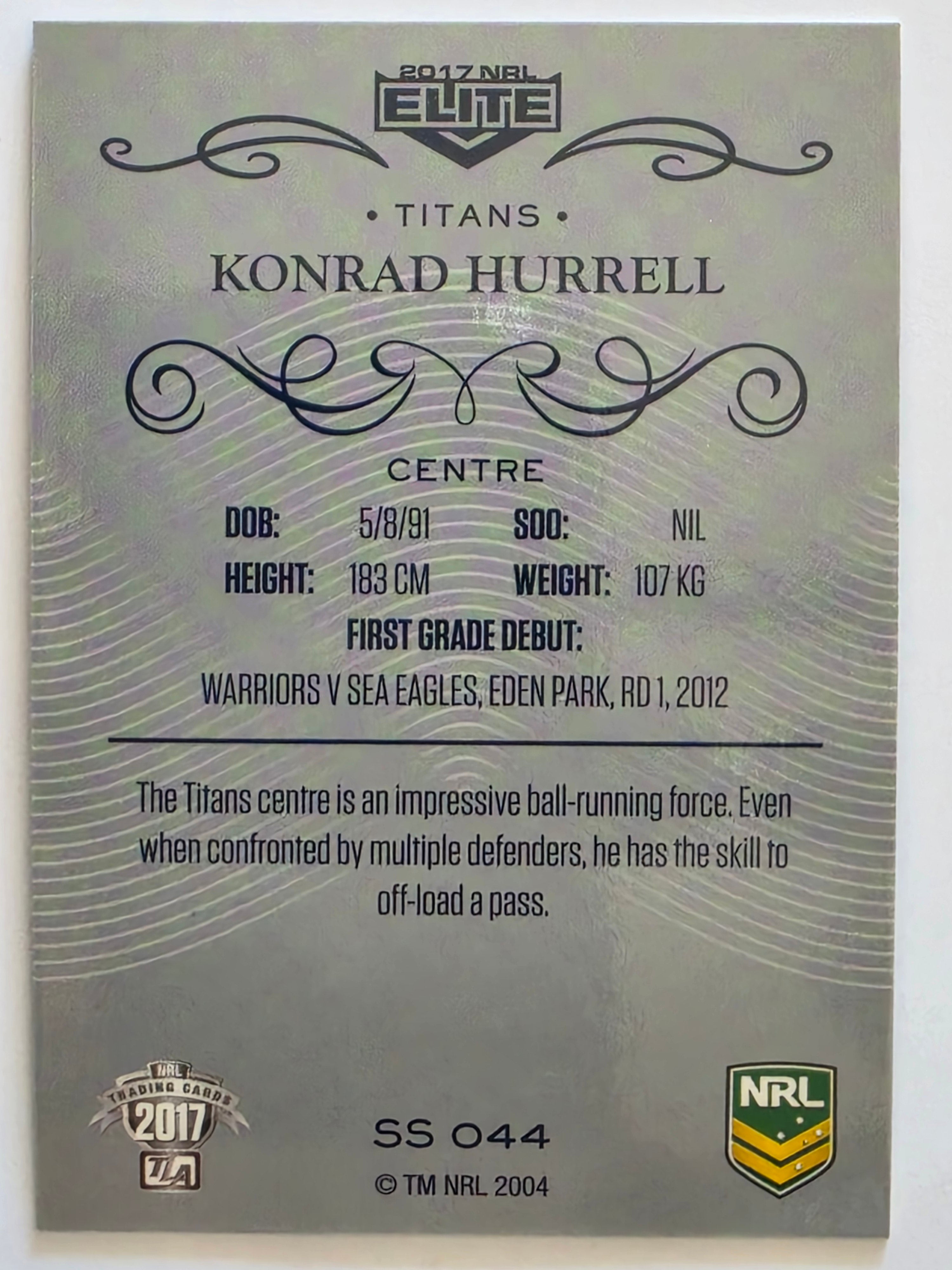 NRL 2017 Elite | Silver Special #SS044 Konrad Hurrell Gold Coast Titans