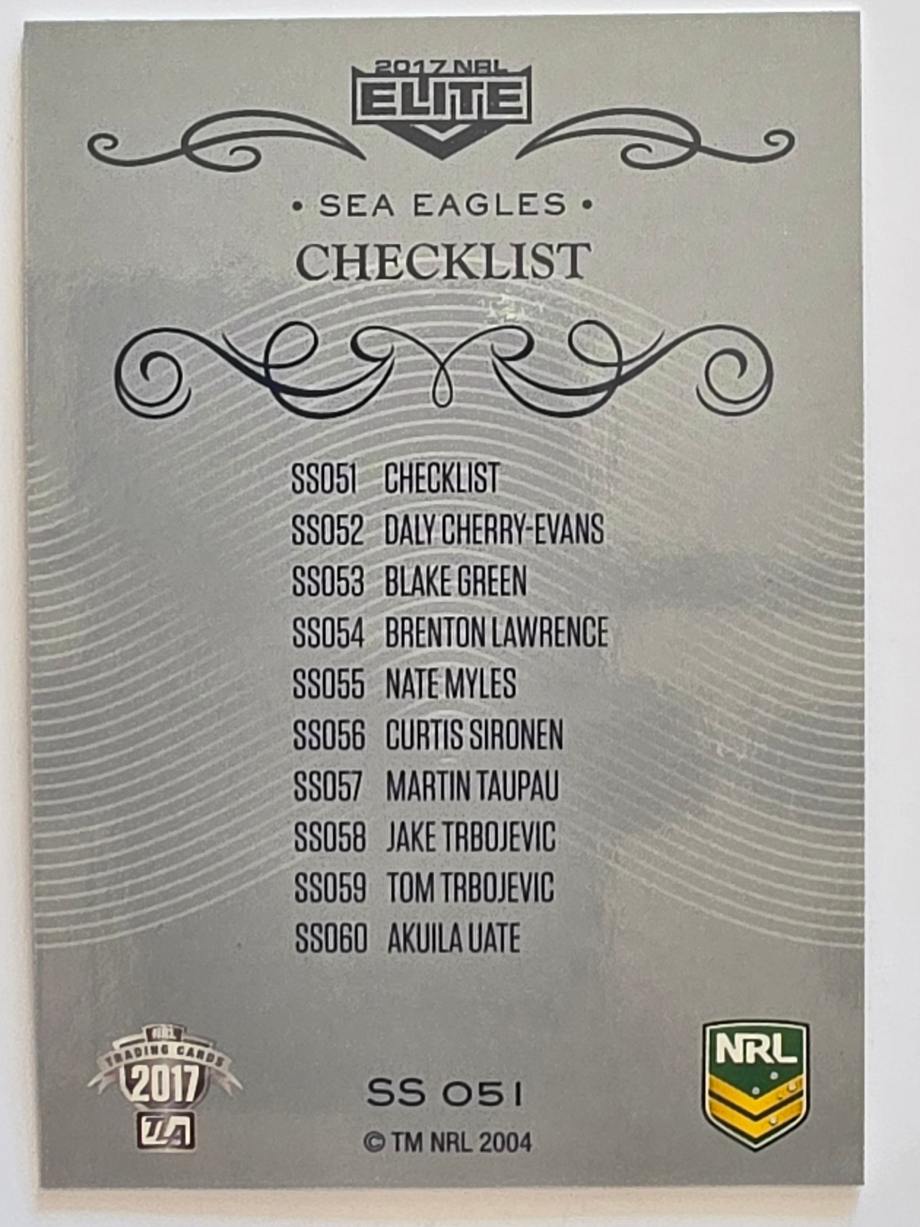 NRL 2017 Elite | Silver Special #SS051 Manly Warringah Sea Eagles Checklist