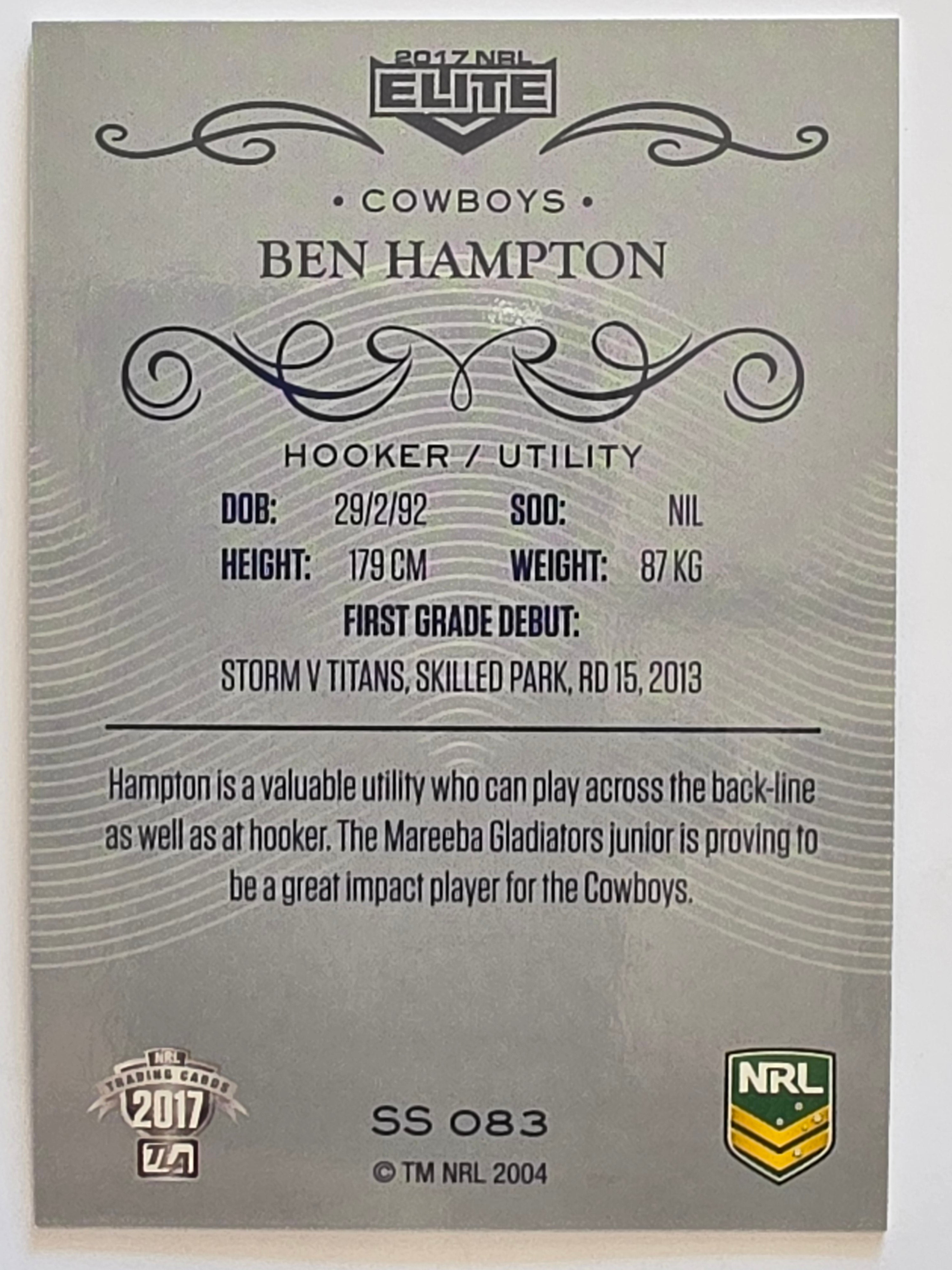 NRL 2017 Elite | Silver Special #SS083 Ben Hampton North Queensland Cowboys