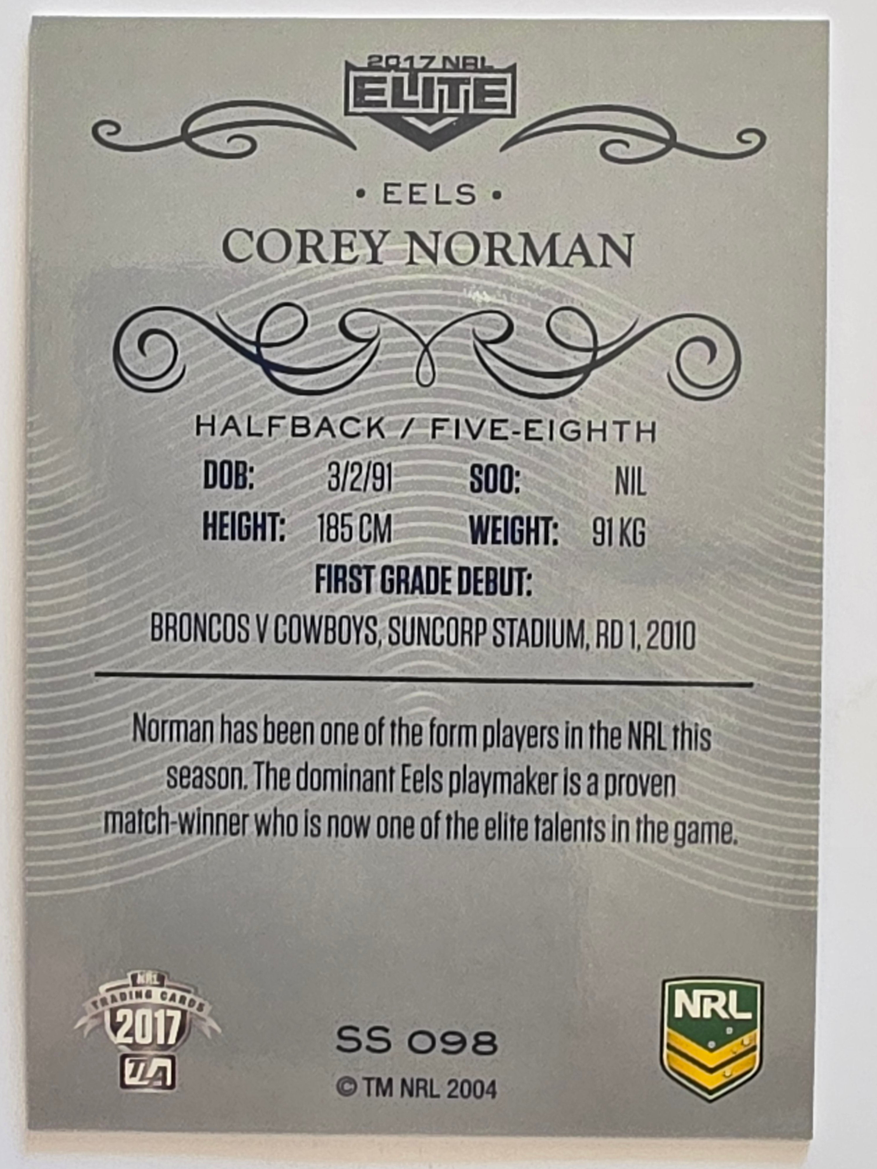 NRL 2017 Elite | Silver Special #SS098 Corey Norman Parramatta Eels