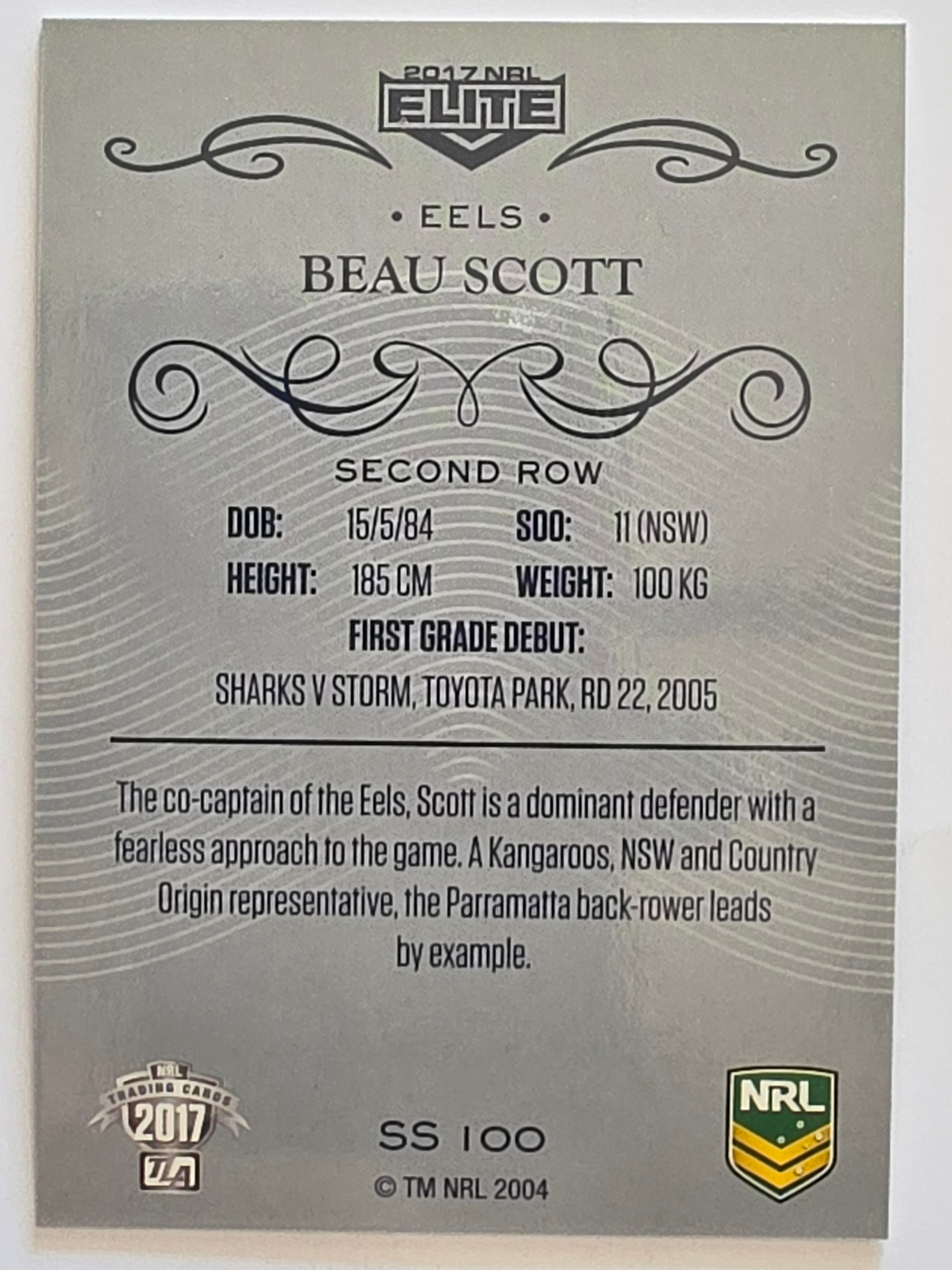 NRL 2017 Elite | Silver Special #SS100 Beau Scott Parramatta Eels