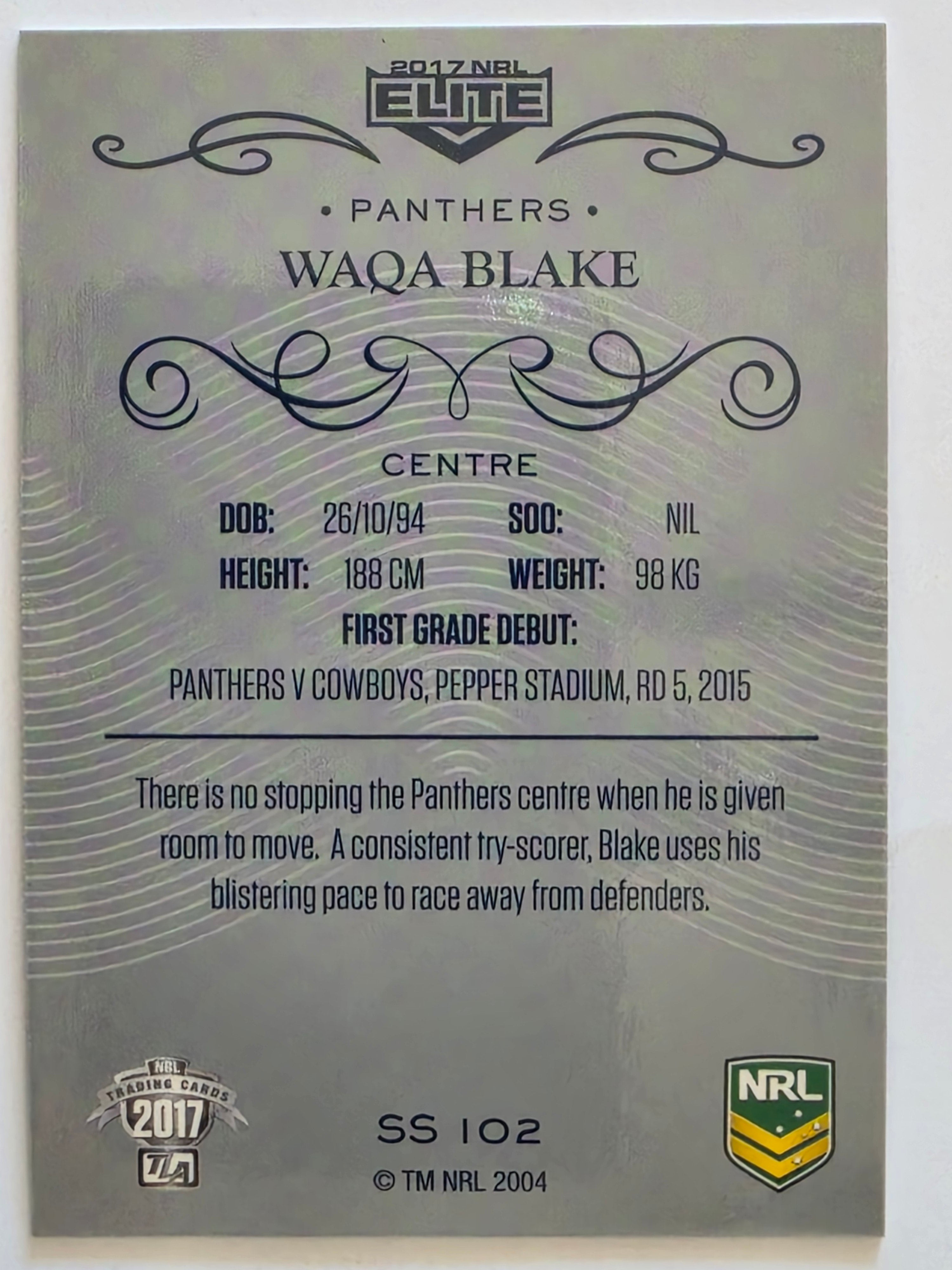 NRL 2017 Elite | Silver Special #SS102 Waqa Blake Penrith Panthers