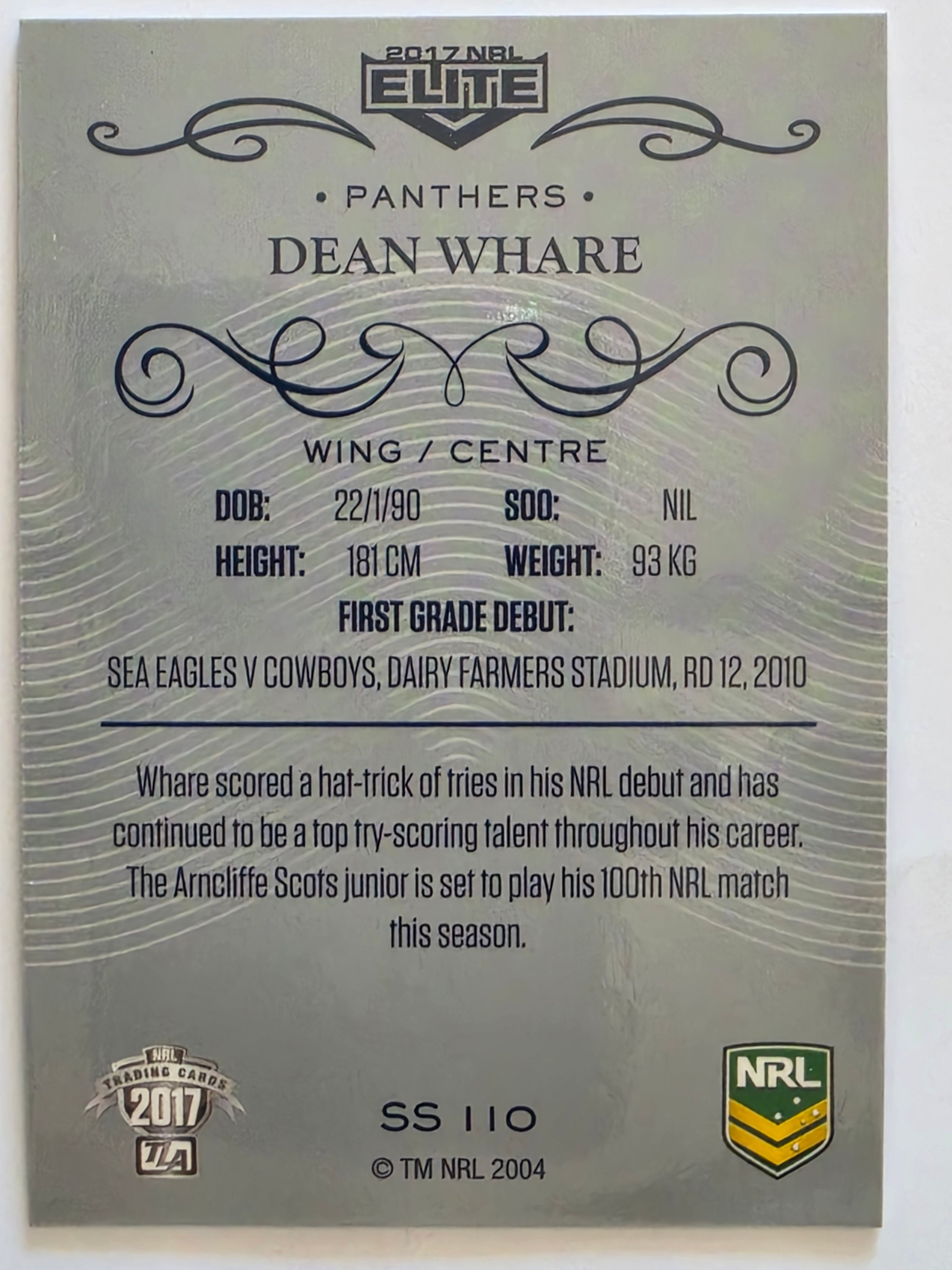 NRL 2017 Elite | Silver Special #SS110 Dean Whare Penrith Panthers