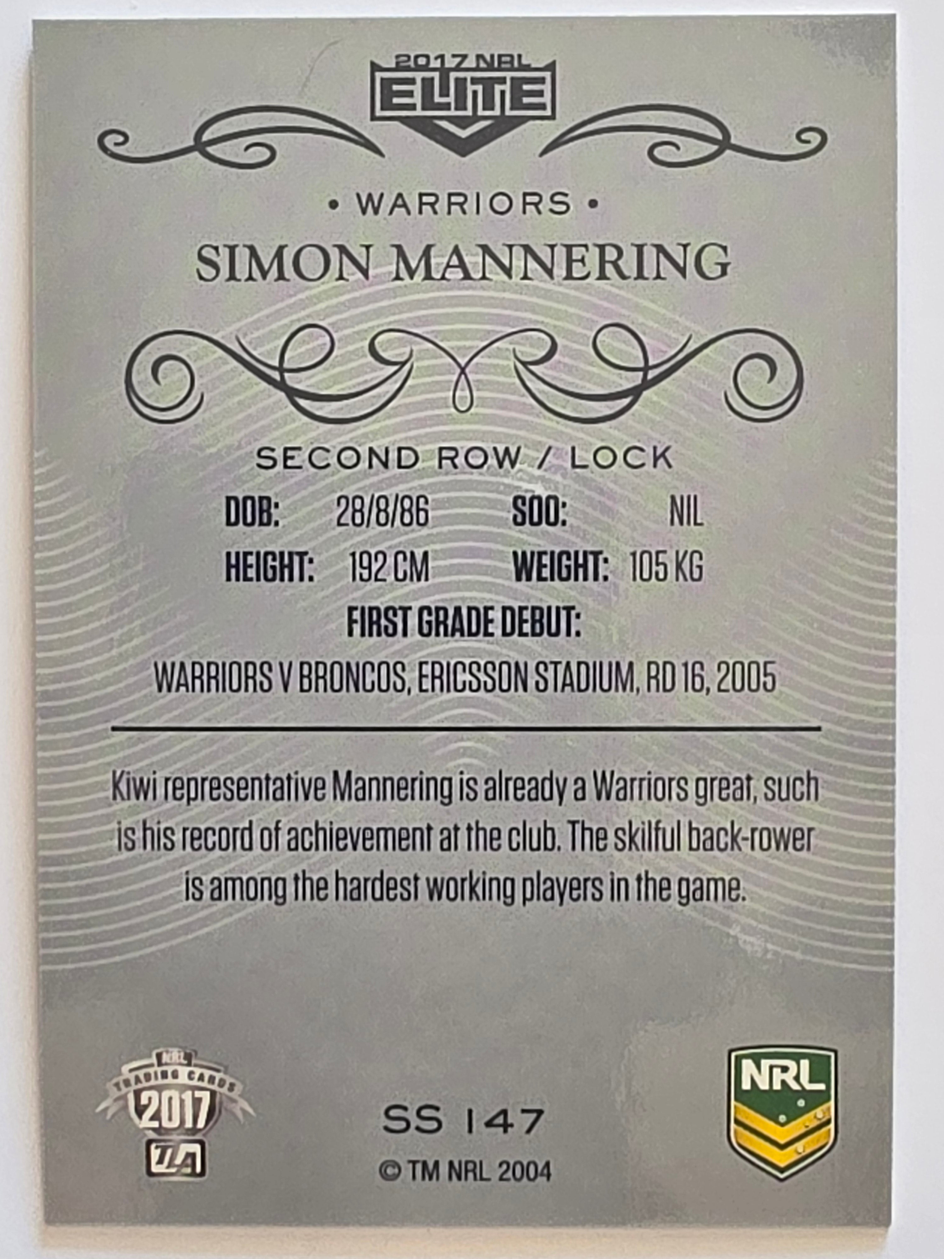 NRL 2017 Elite | Silver Special #SS147 Simon Mannering New Zealand Warriors