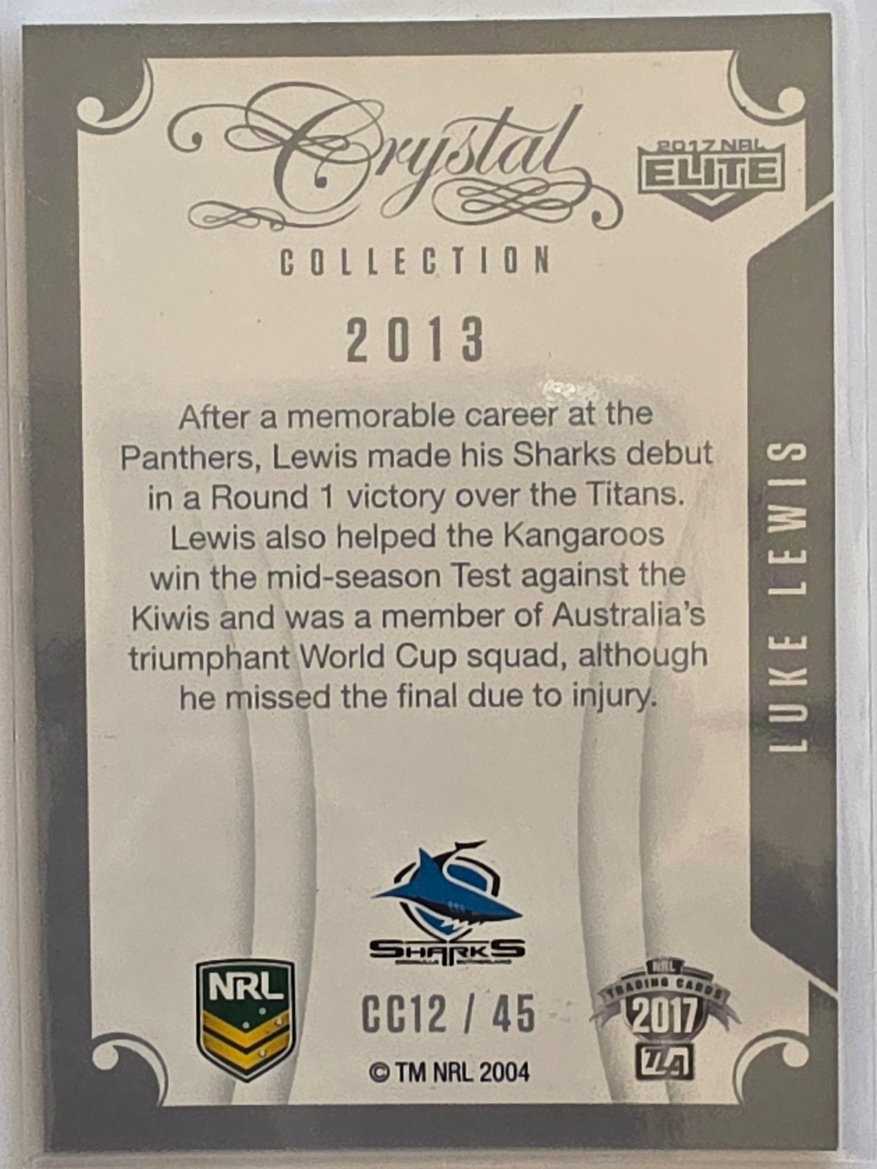 NRL 2017 Elite |Crystal Collection #CC12 Luke Lewis Cronulla Sharks