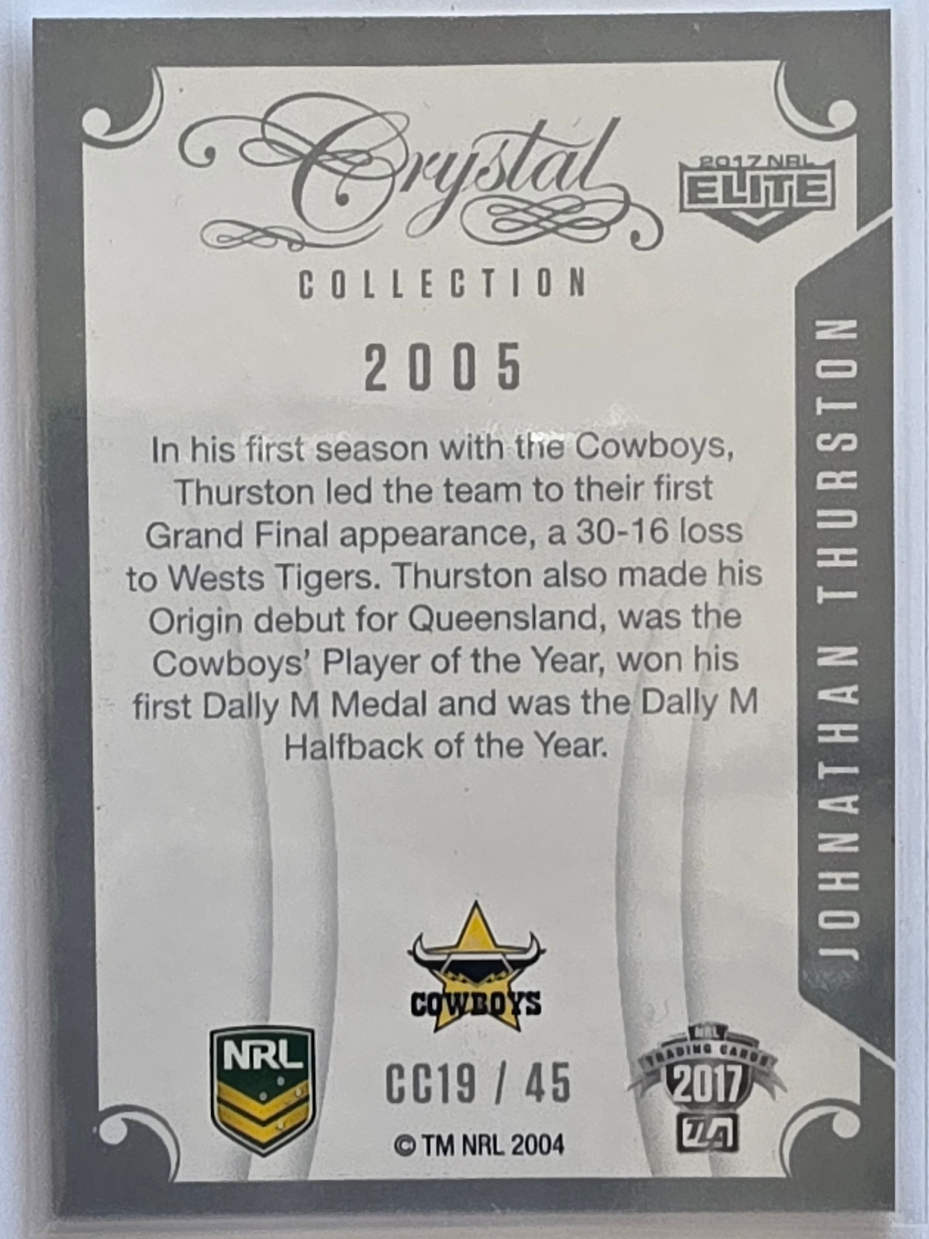 NRL 2017 Elite |Crystal Collection #CC19 Johnathan Thurston North Queensland Cowboys
