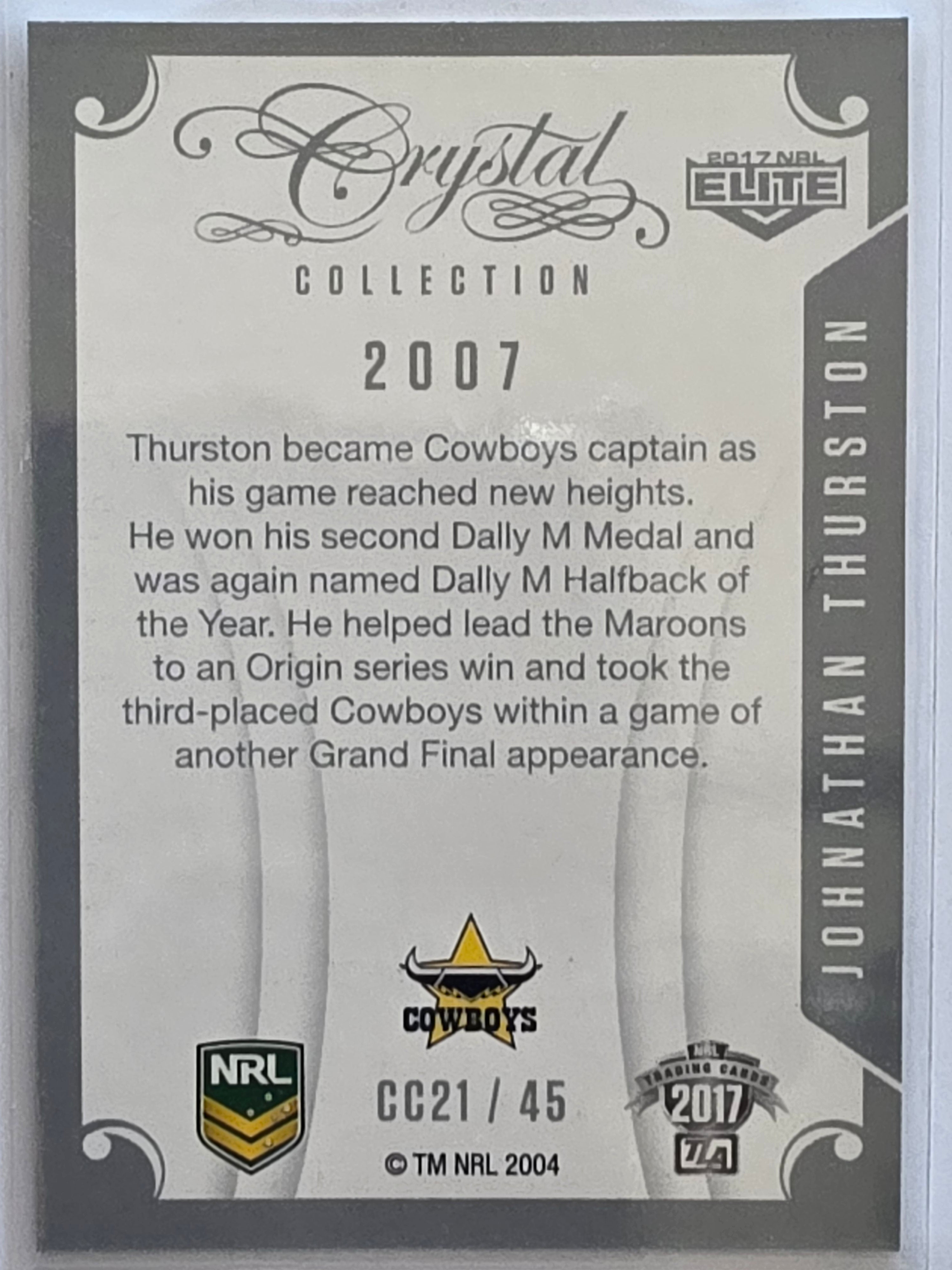NRL 2017 Elite |Crystal Collection #CC21 Johnathan Thurston North Queensland Cowboys