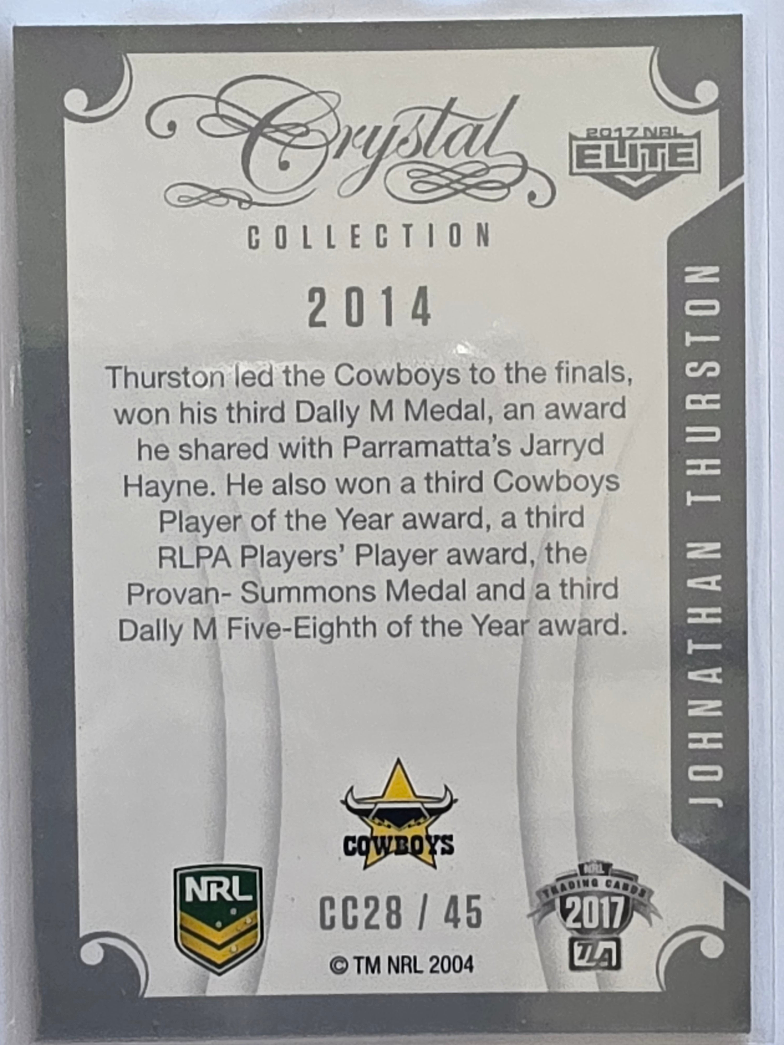 NRL 2017 Elite |Crystal Collection #CC28 Johnathan Thurston North Queensland Cowboys