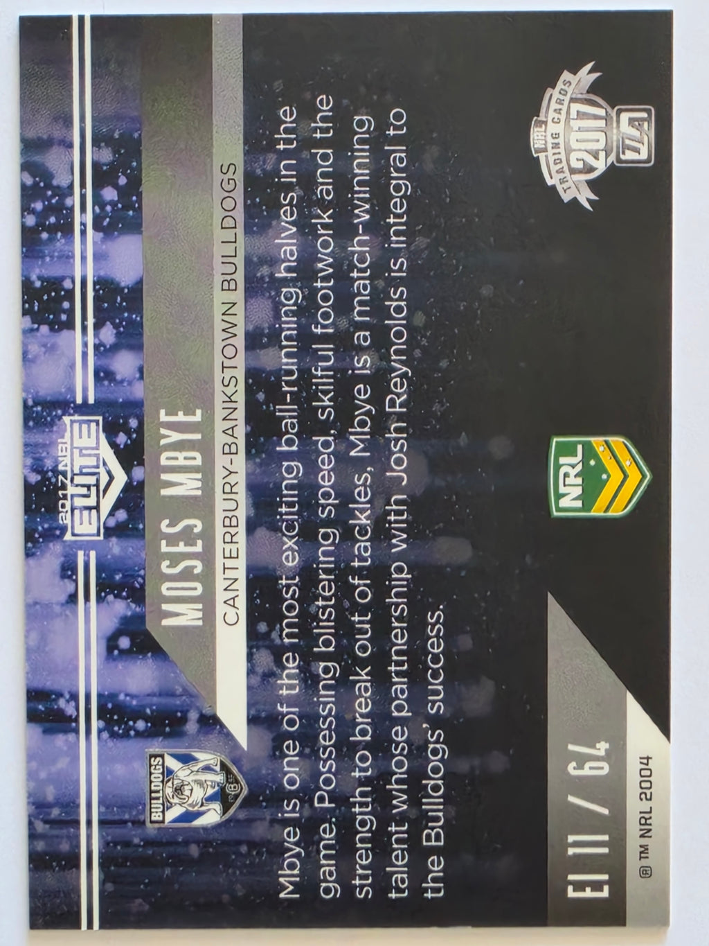 NRL 2017 Elite |Elite Impact #EI11 Moses Mbye Canterbury Bulldogs