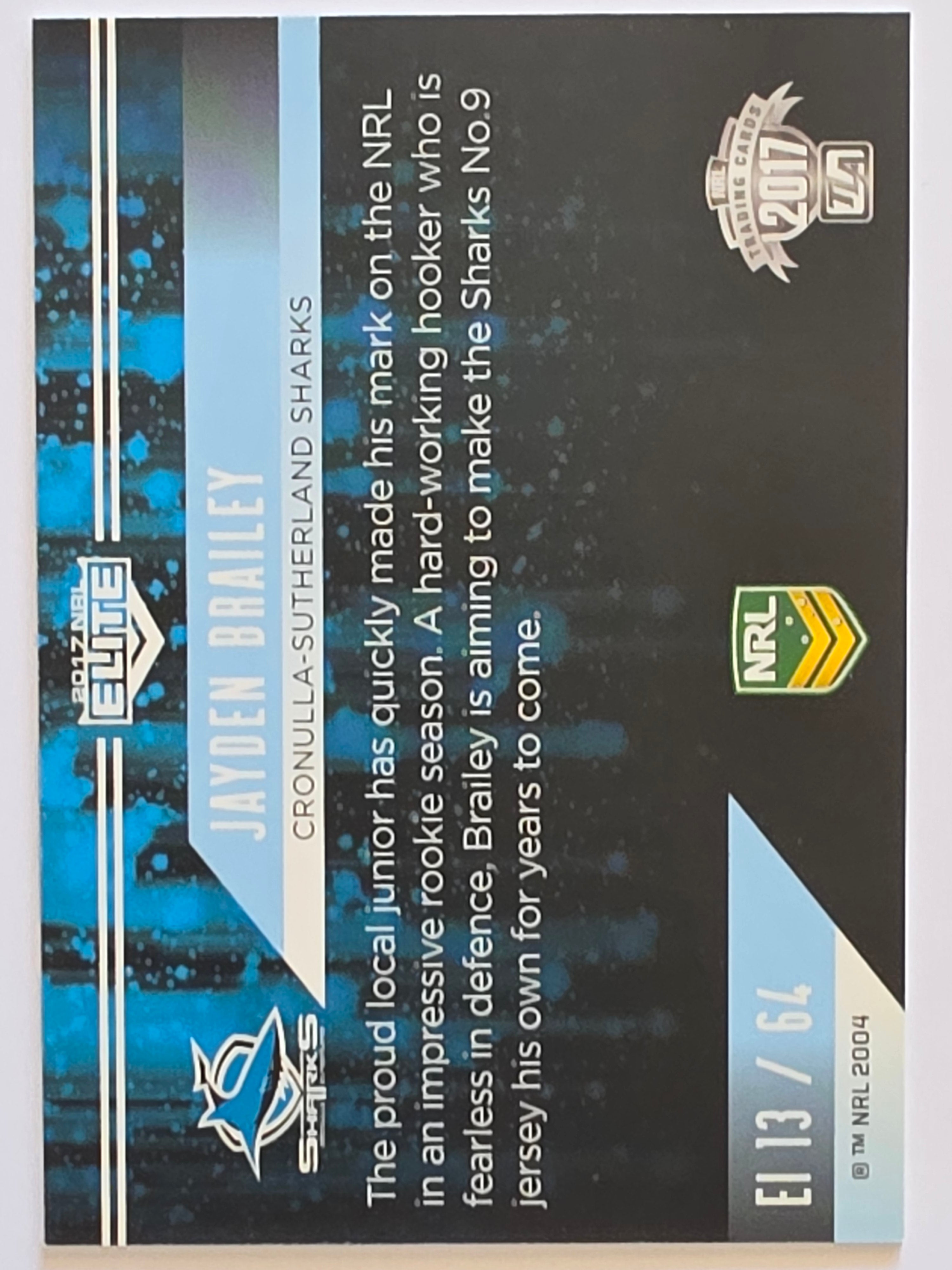 NRL 2017 Elite |Elite Impact #EI13 Jayden Brailey Cronulla Sharks