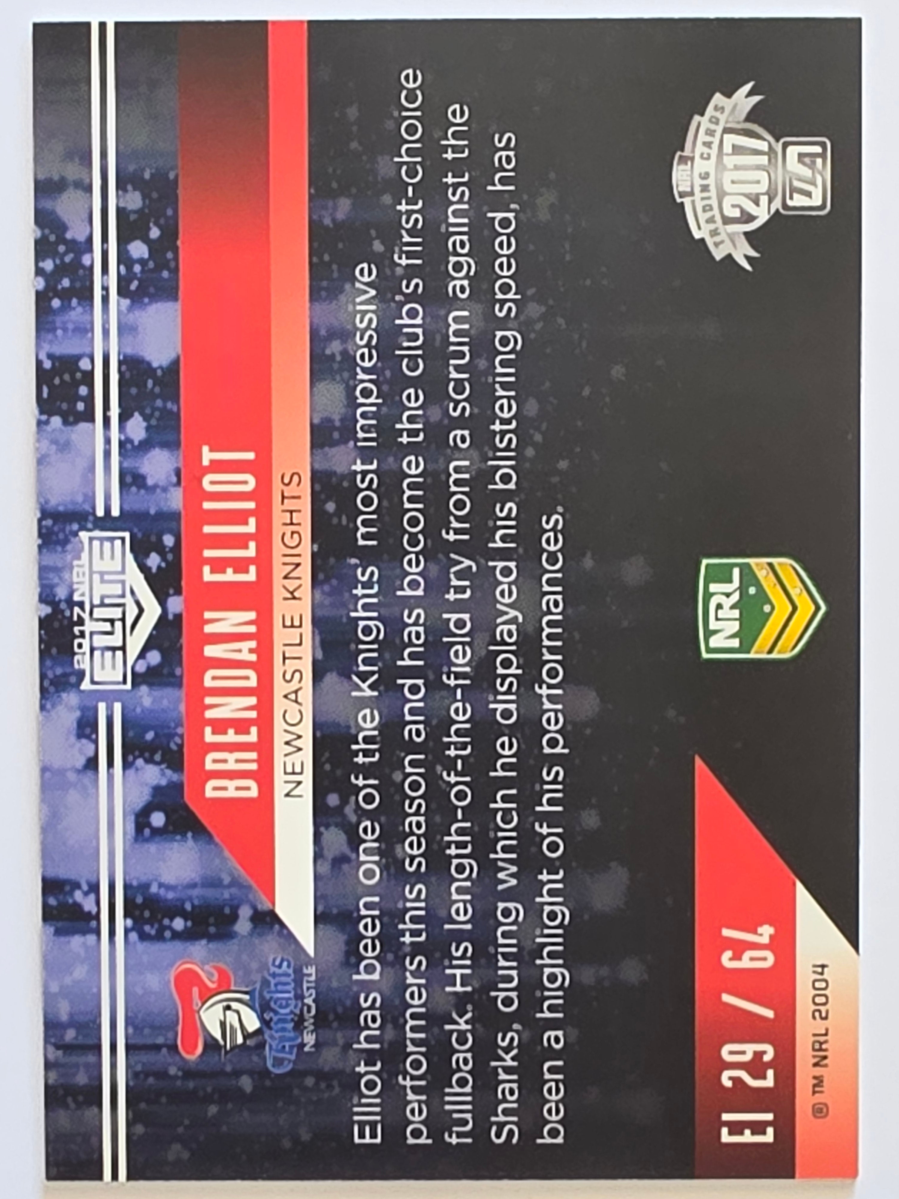 NRL 2017 Elite |Elite Impact #EI29 Brendan Elliot Newcastle Knights