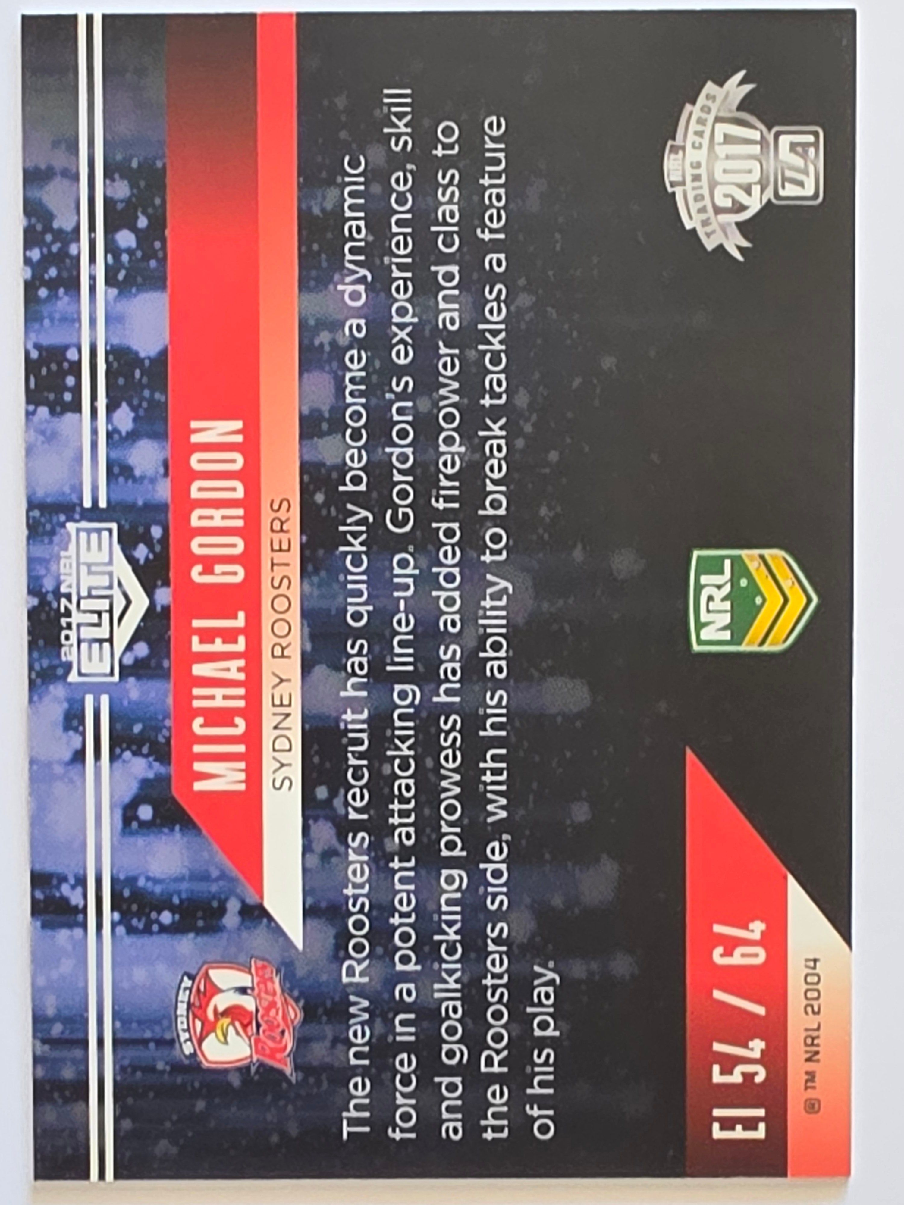 NRL 2017 Elite |Elite Impact #EI54 Michael Gordon Sydney Roosters