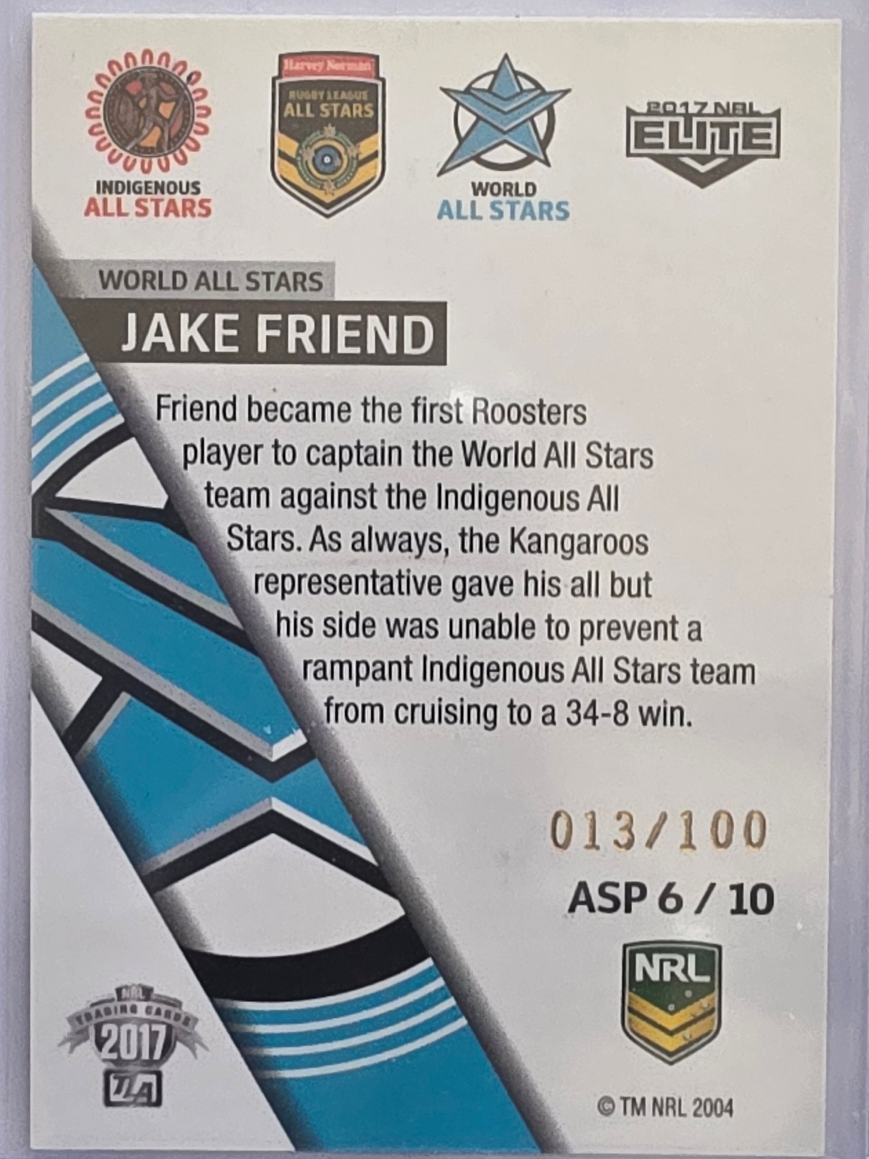 NRL 2017 Elite |All Stars Parallel #ASP6 Jake Friend #013/100 World All Stars