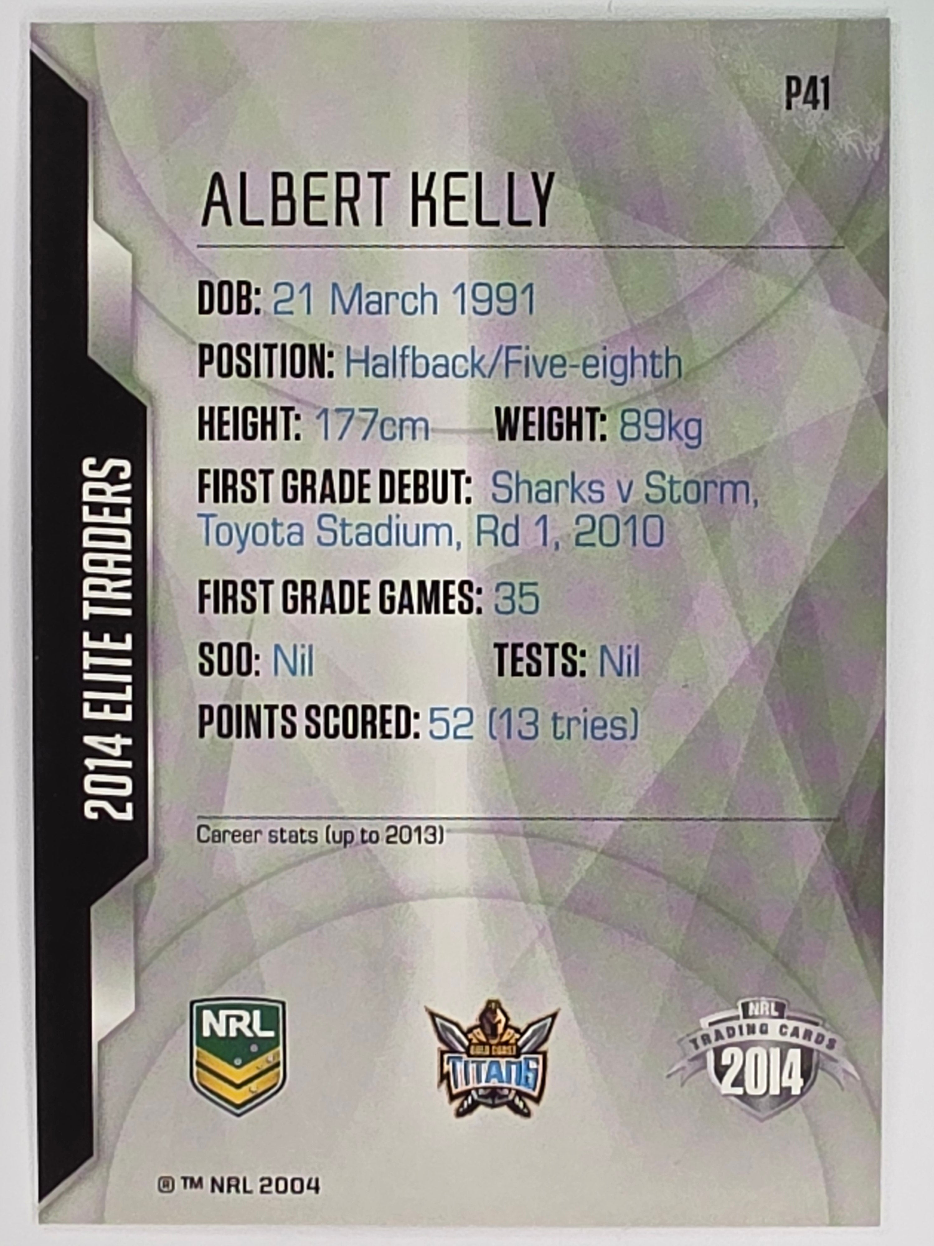 NRL 2014 Elite | Silver Parallel #P41 | Albert Kelly | Gold Coast Titans