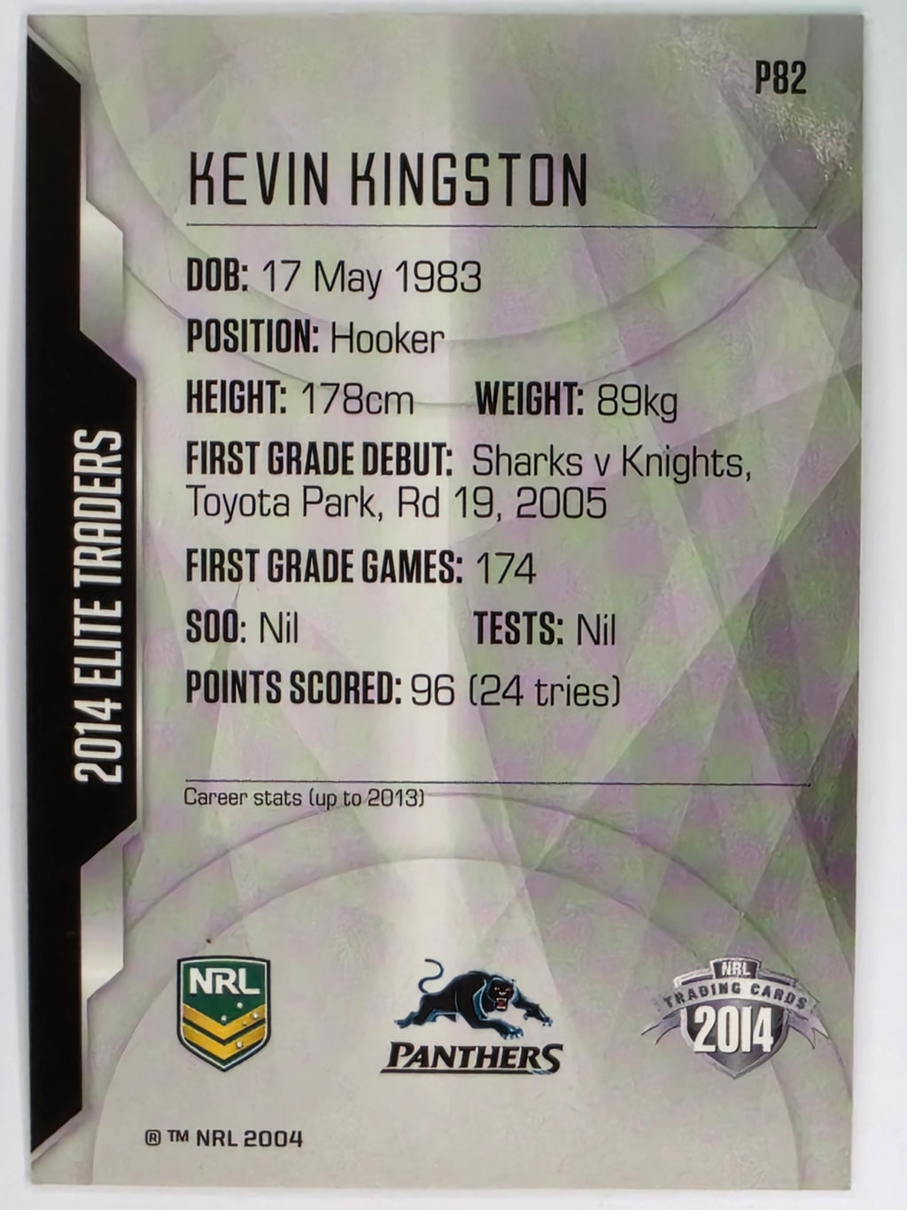 NRL 2014 Elite | Silver Parallel #P82 | Kevin Kingston | Penrith Panthers