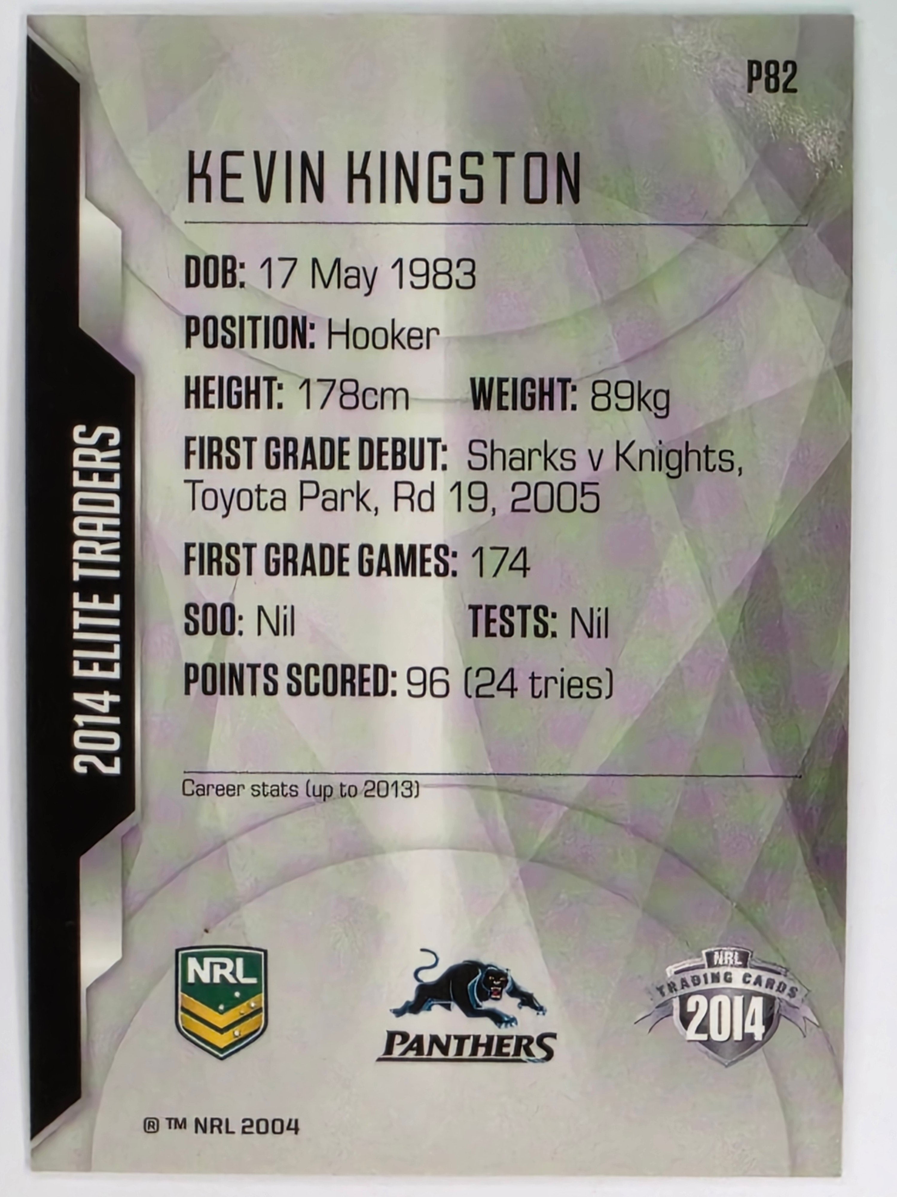 NRL 2014 Elite | Silver Parallel #P82 | Kevin Kingston | Penrith Panthers
