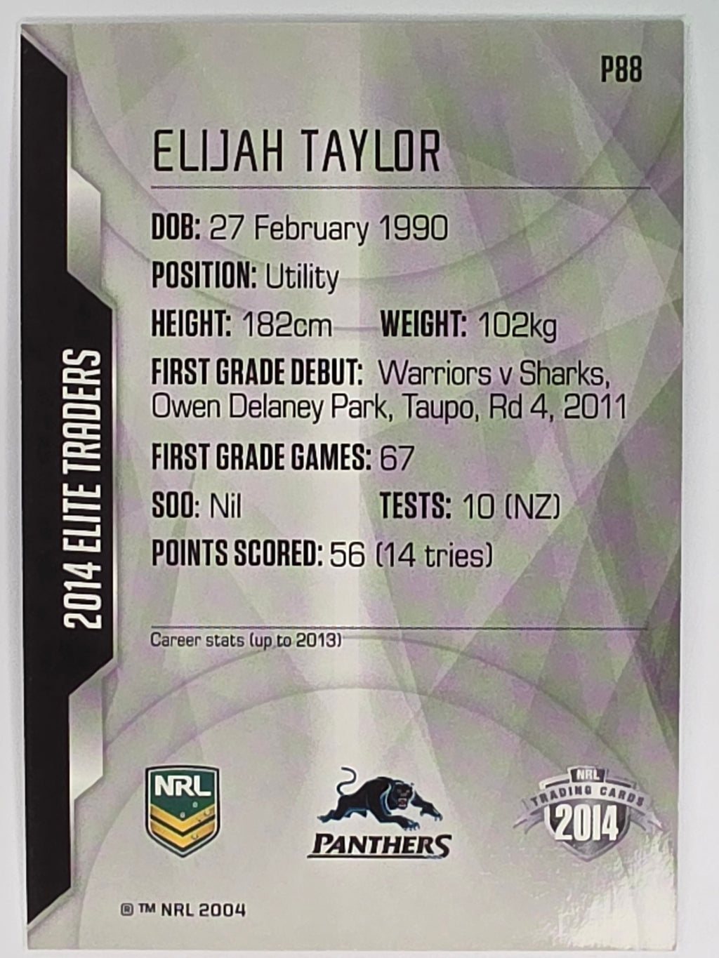NRL 2014 Elite | Silver Parallel #P88 | Elijah Taylor | Penrith Panthers