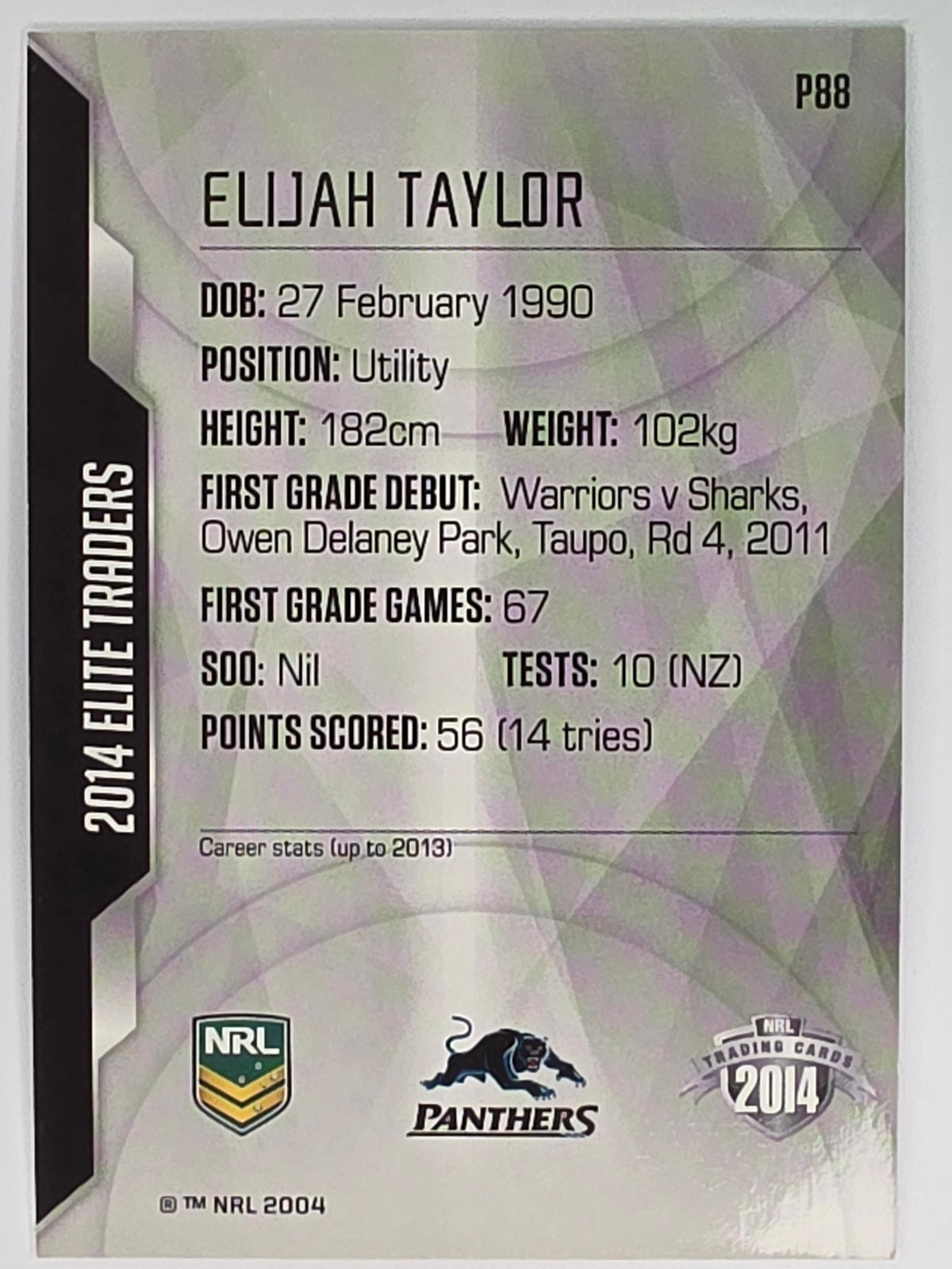 NRL 2014 Elite | Silver Parallel #P88 | Elijah Taylor | Penrith Panthers