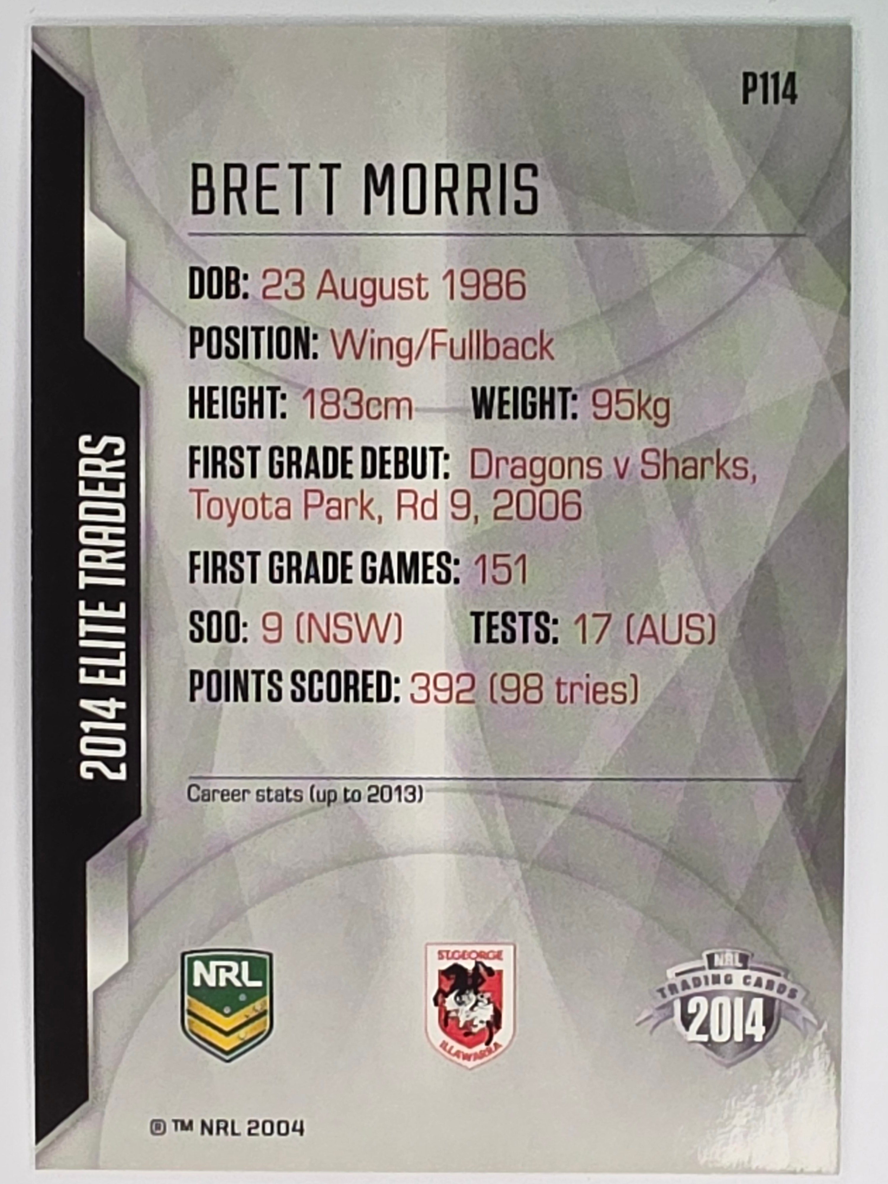 NRL 2014 Elite | Silver Parallel #P114 | Brett Morris | St George Illawarra Dragons