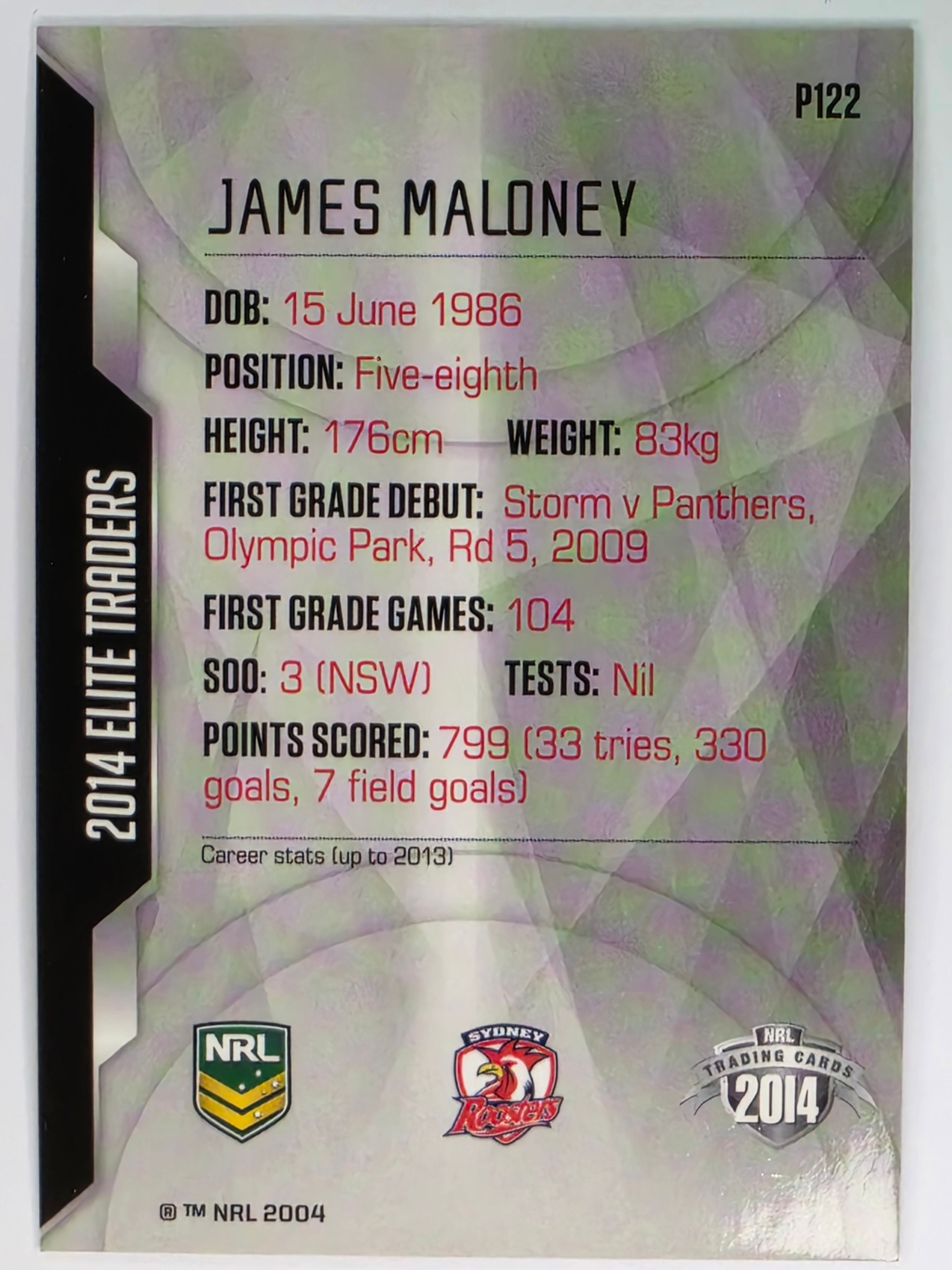 NRL 2014 Elite | Silver Parallel #P122 | James Maloney | Sydney Roosters