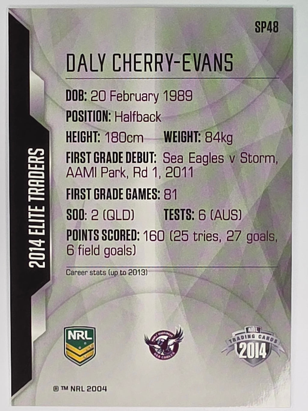 NRL 2014 Elite | Gold Parallel #P48 | Daly Cherry-Evans | Manly Warringah Sea Eagles