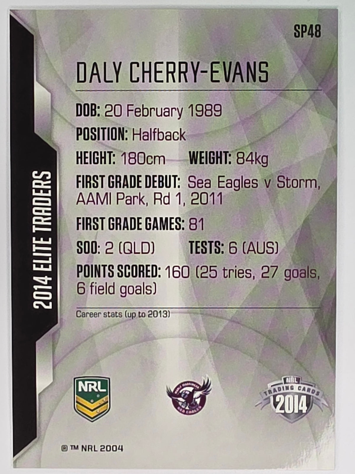 NRL 2014 Elite | Gold Parallel #P48 | Daly Cherry-Evans | Manly Warringah Sea Eagles