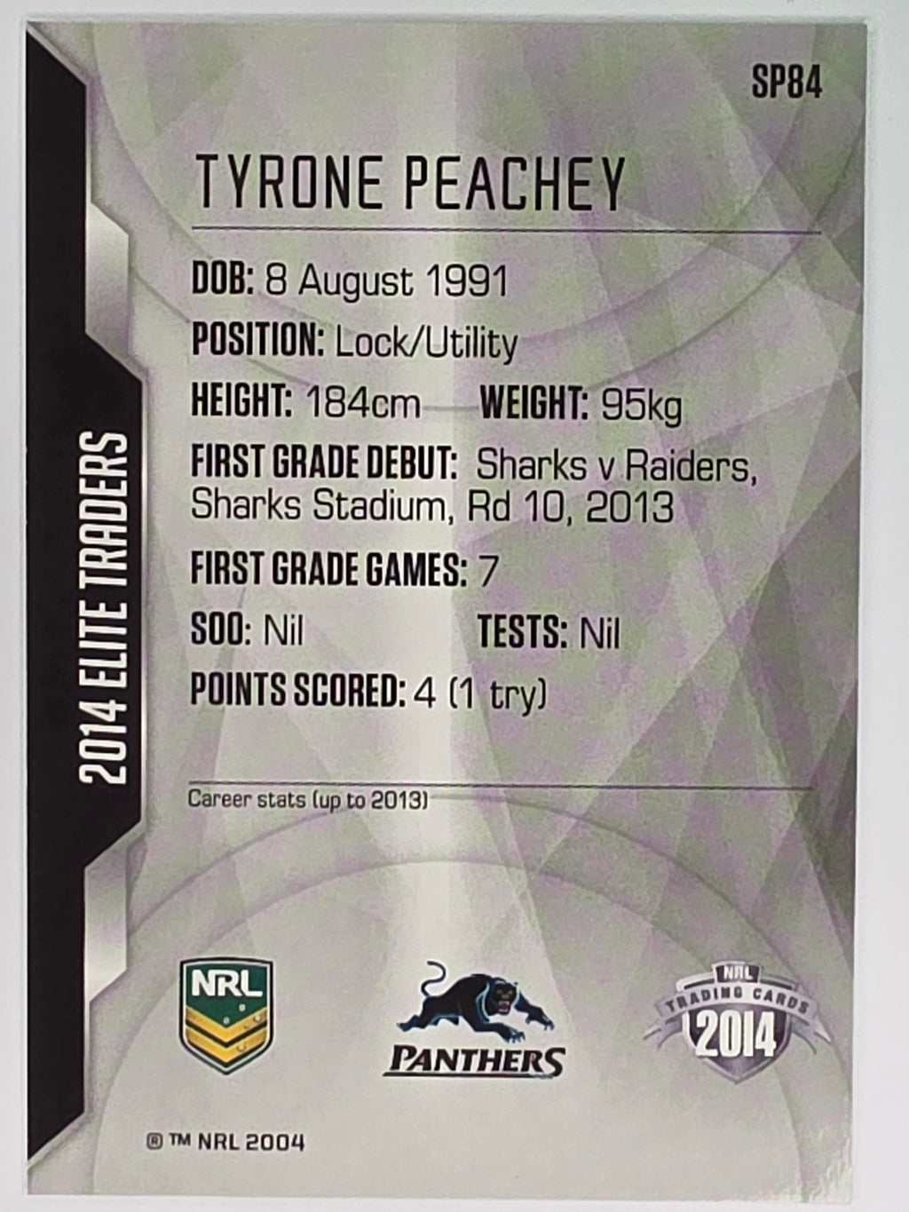 NRL 2014 Elite | Gold Parallel #P84 | Tyrone Peachey | Penrith Panthers