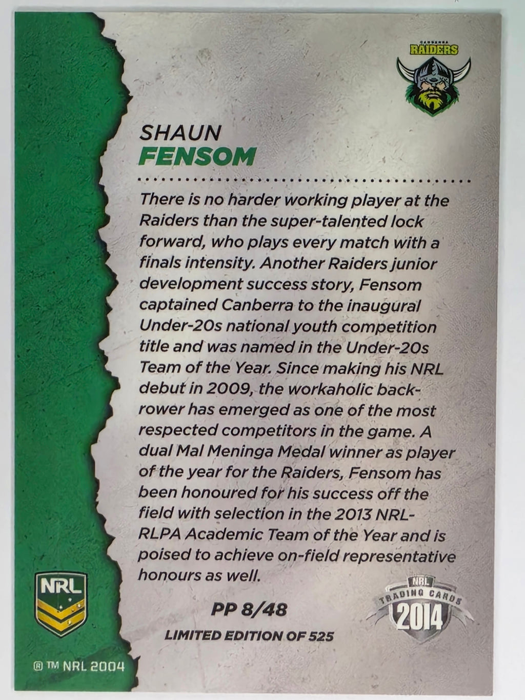 NRL 2014 Elite | Pride & Passion #PP8 Shaun Fensom Canberra Raiders
