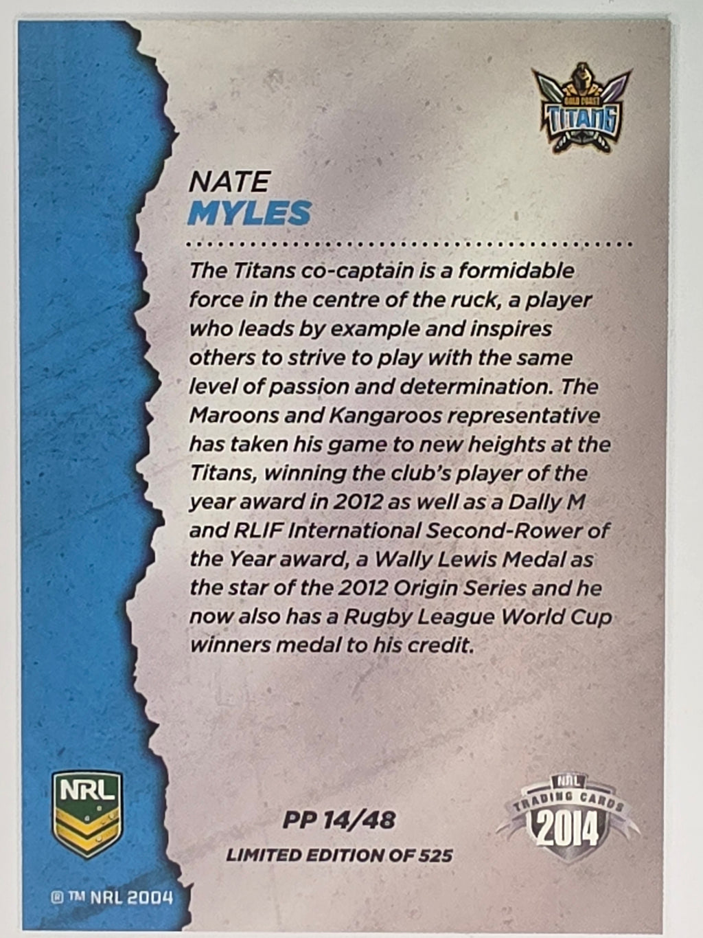 NRL 2014 Elite | Pride & Passion #PP14 Nate Myles Gold Coast Titans