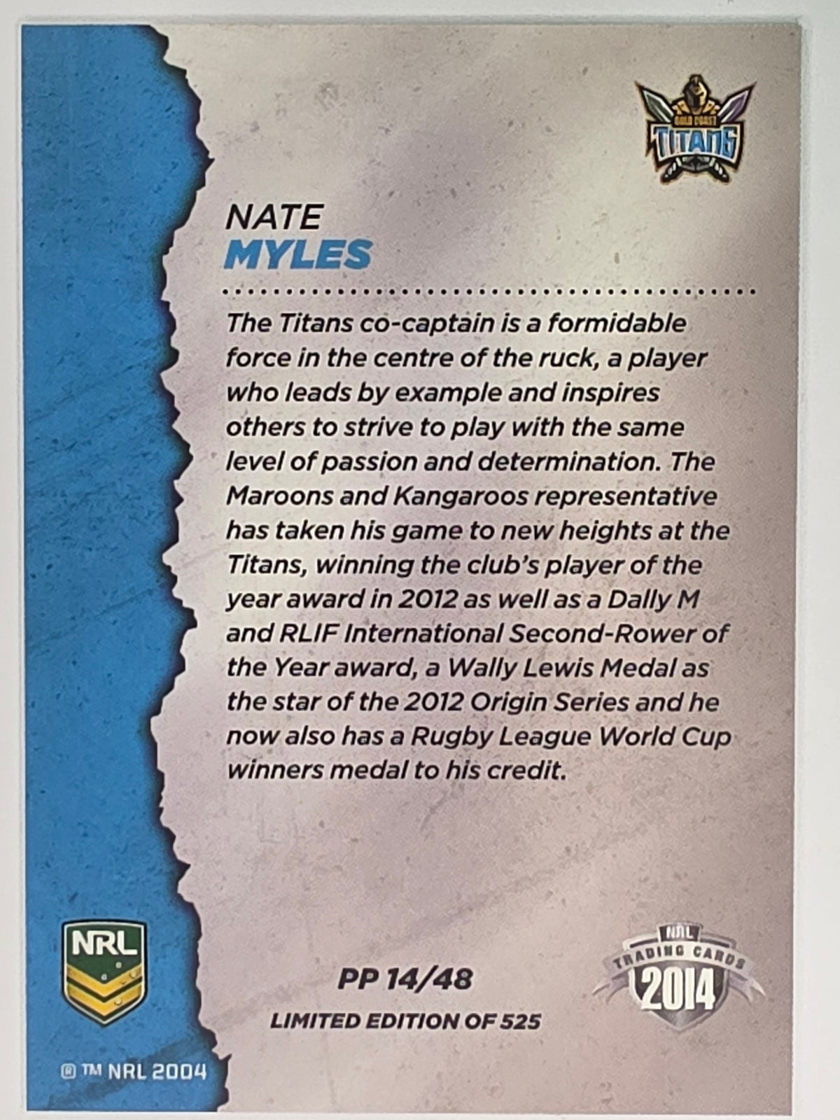 NRL 2014 Elite | Pride & Passion #PP14 Nate Myles Gold Coast Titans