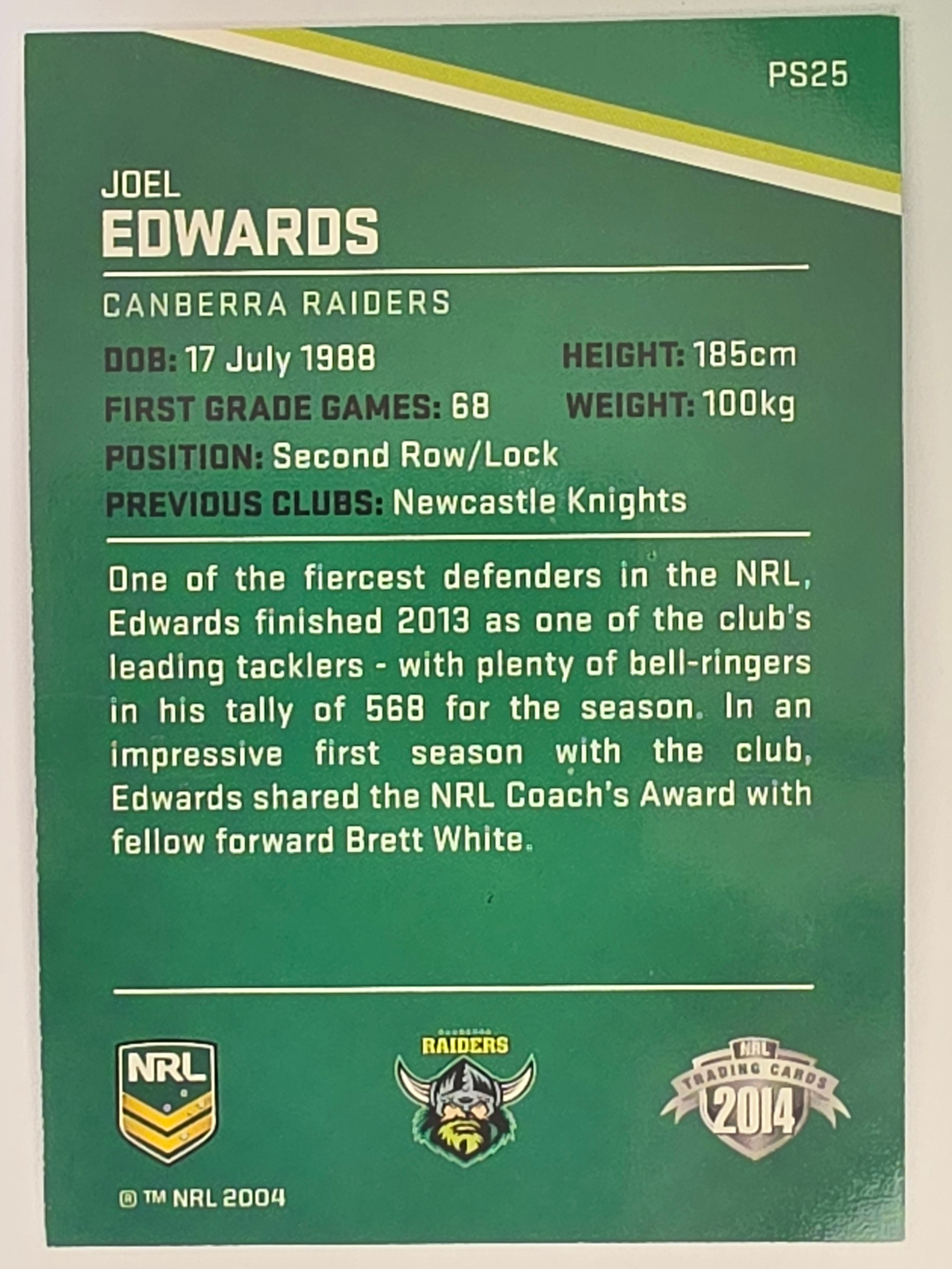 NRL 2014 Traders Black Parallel #P25 Joel Edwards Canberra Raiders