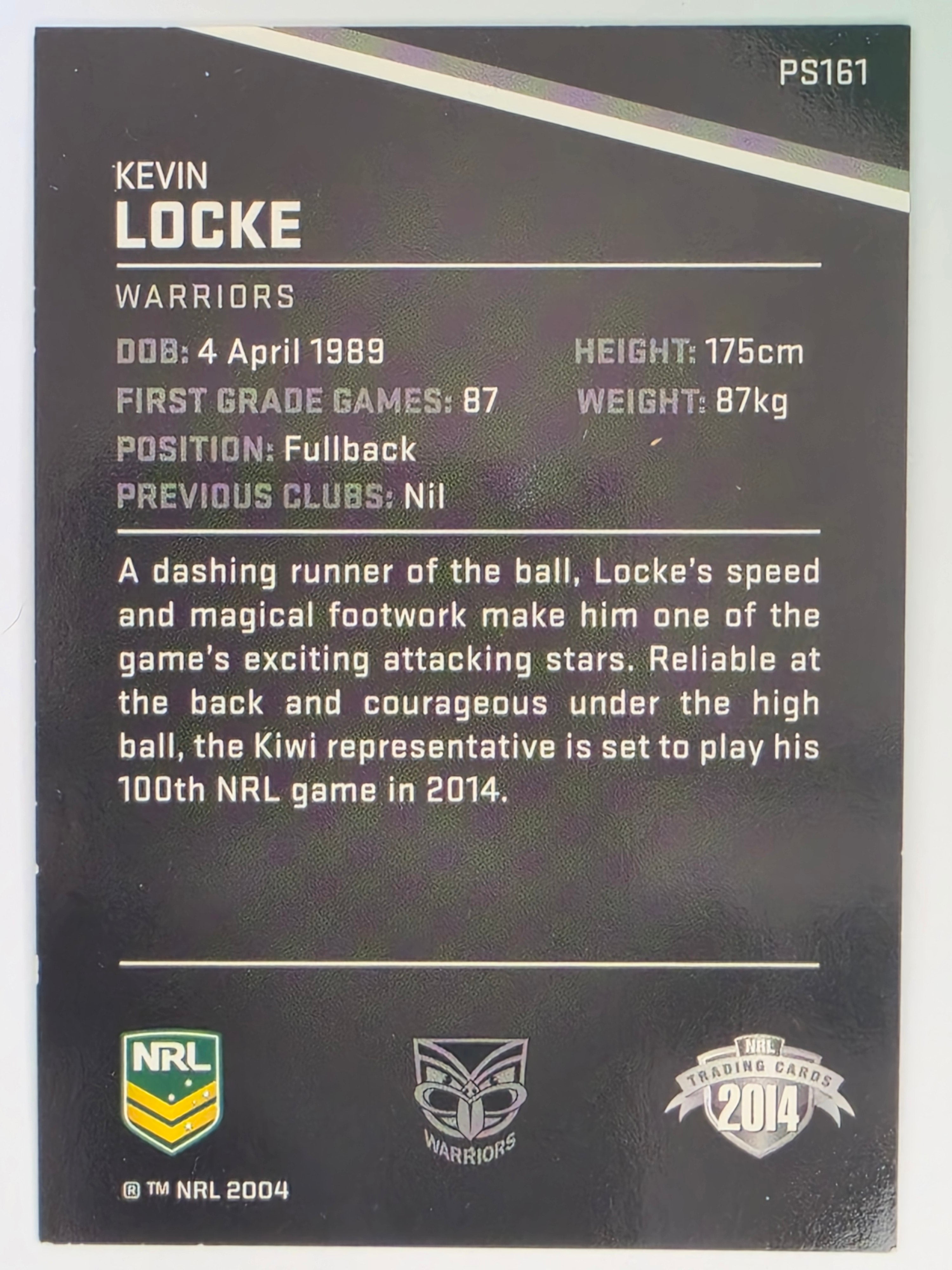 NRL 2014 Traders Black Parallel #P161 Kevin Locke New Zealand Warriors