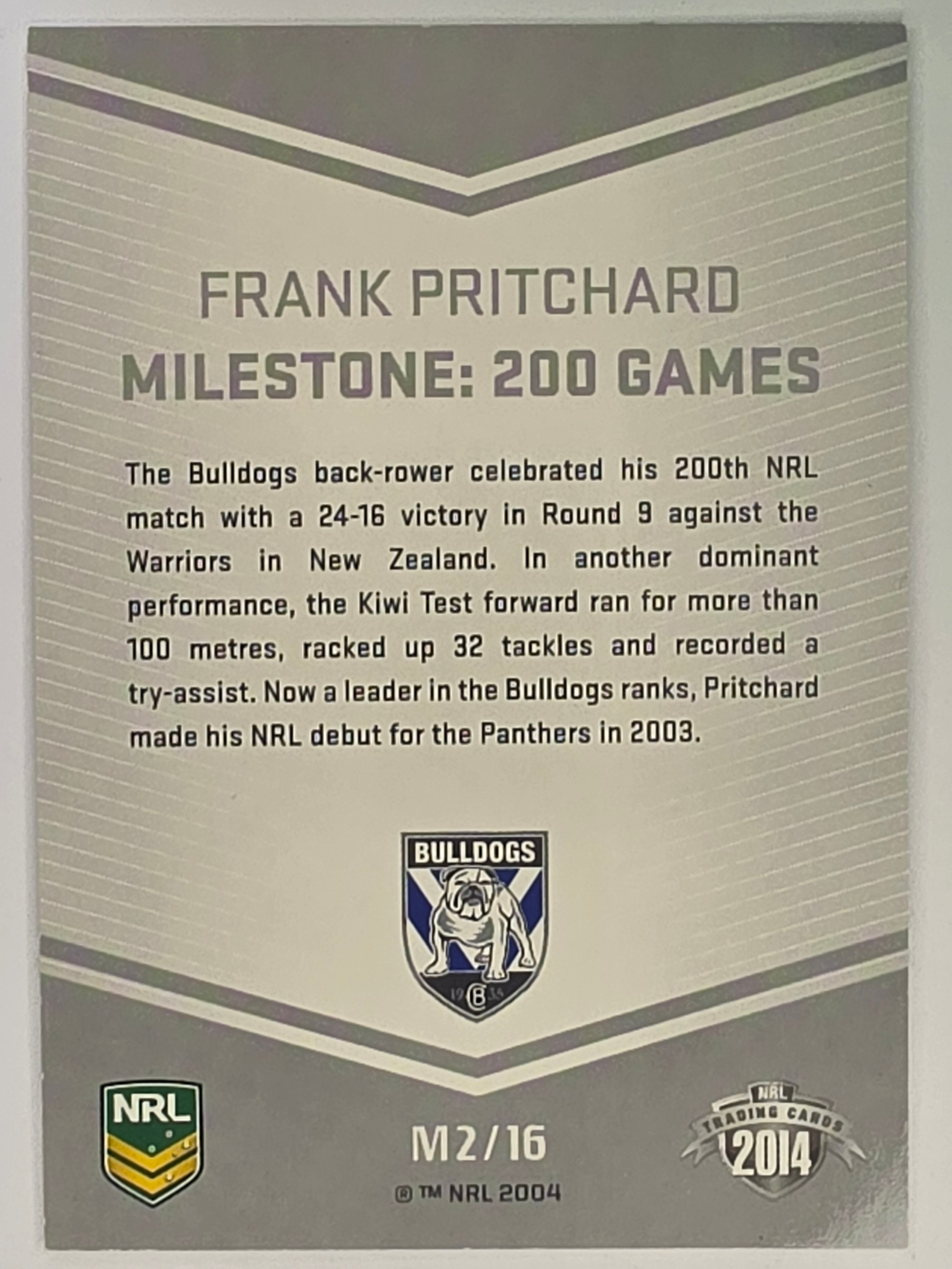 NRL 2014 Traders | Milestones #M2 | Frank Pritchard | Canterbury Bankstown Bulldogs