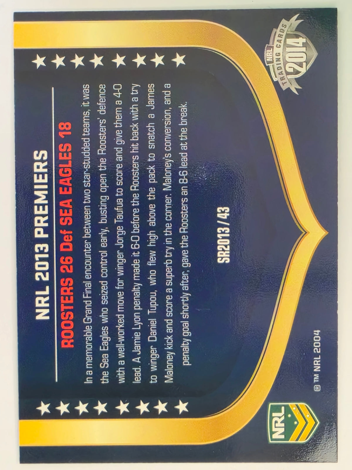 NRL 2014 Traders | Season to Remember #SR2013/43 | Roosters Premiership Card