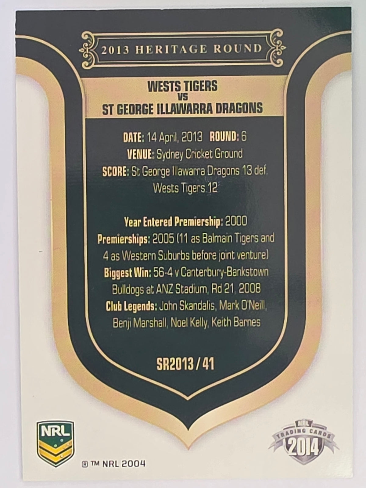 NRL 2014 Traders | Season to Remember #SR2013/41 | Wests Tigers