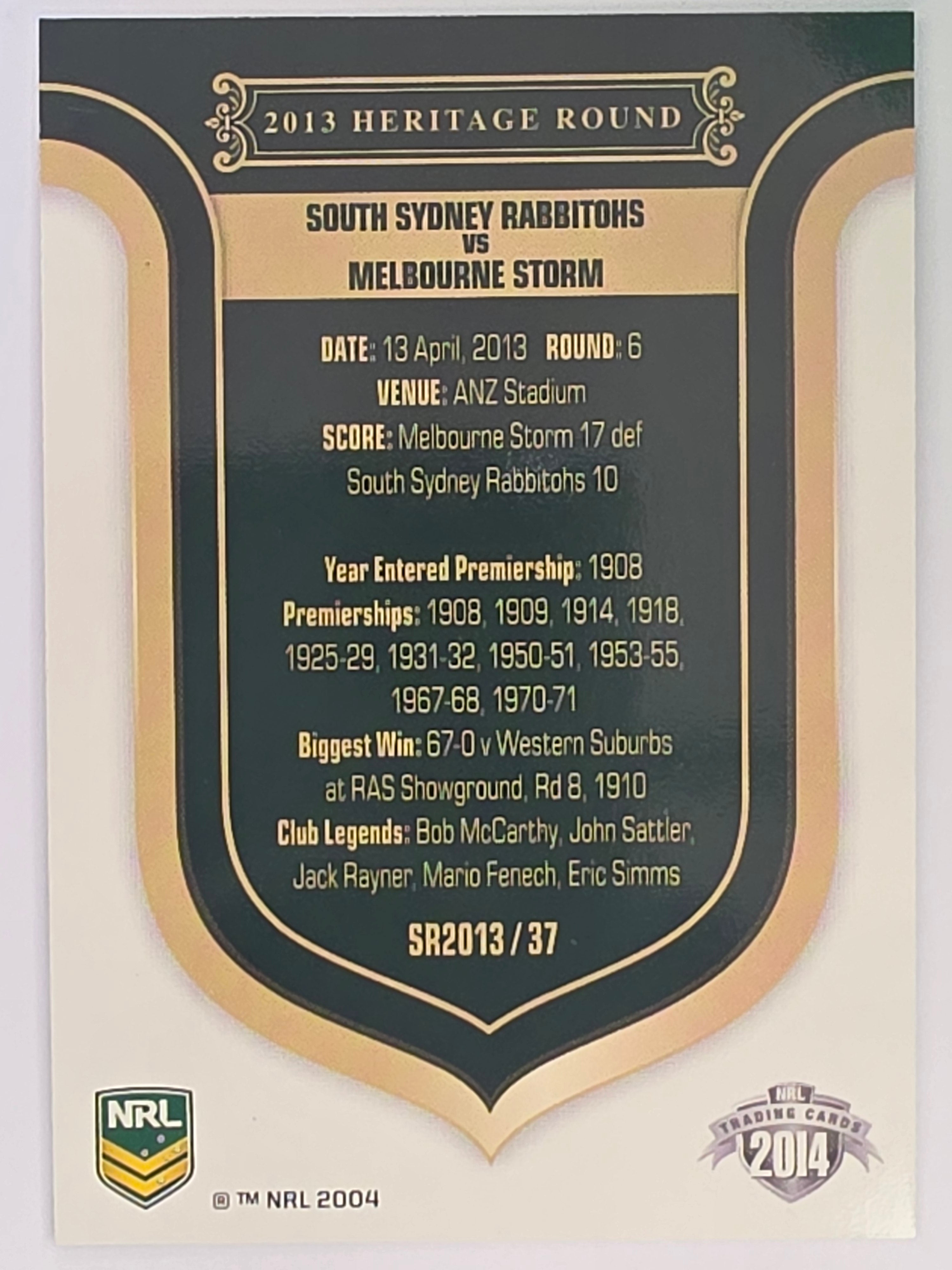 NRL 2014 Traders | Season to Remember #SR2013/37 | South Sydney Rabbitohs